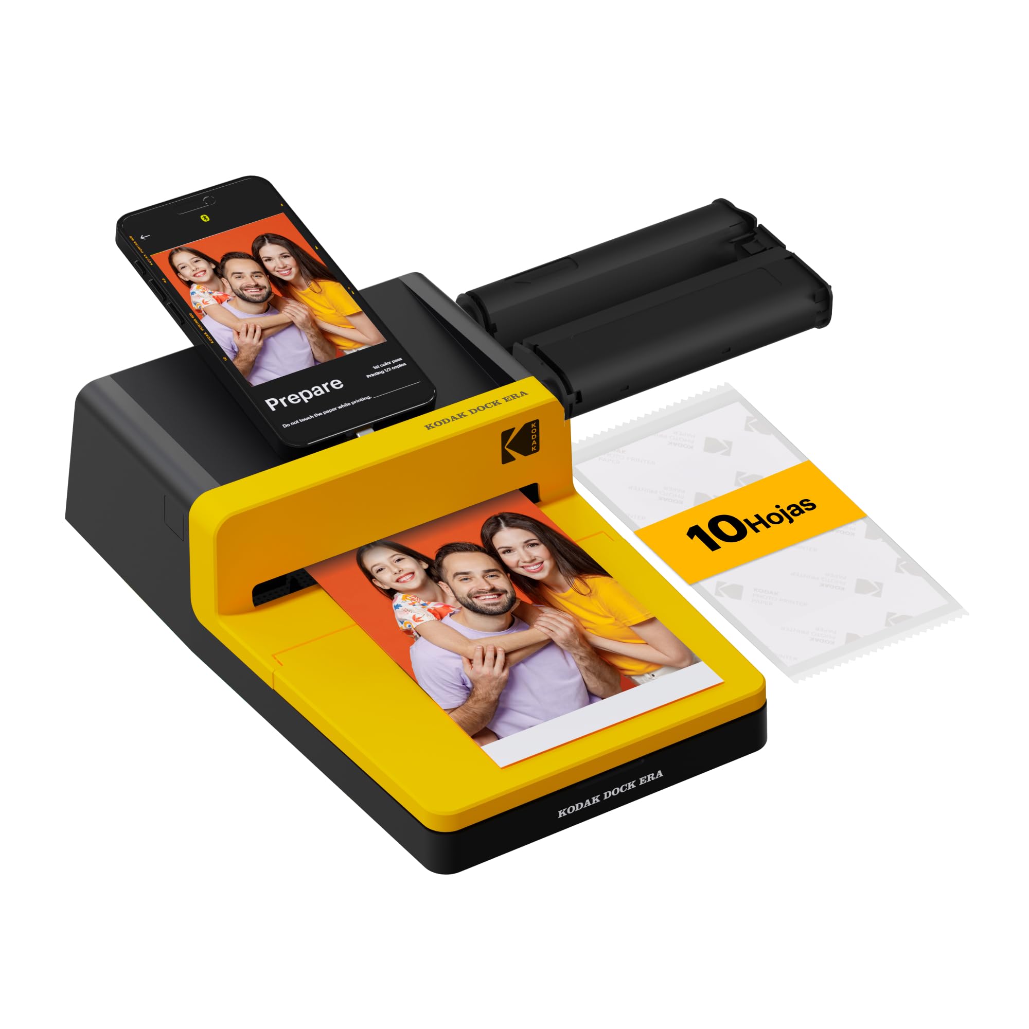 KODAK Dock ERA Impresora Fotográfica 10x15cm, 4PASS, 10 Hojas | Bluetooth, compatible con iPhone y Android, carga durante la impresión, resistente al agua, huellas y decoloración