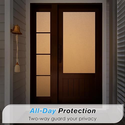 Miniatura 7 de Haton Película de privacidad para ventana, película de vidrio esmerilado de adherencia estática, calcomanía decorativa opaca para ventana, bloqueo