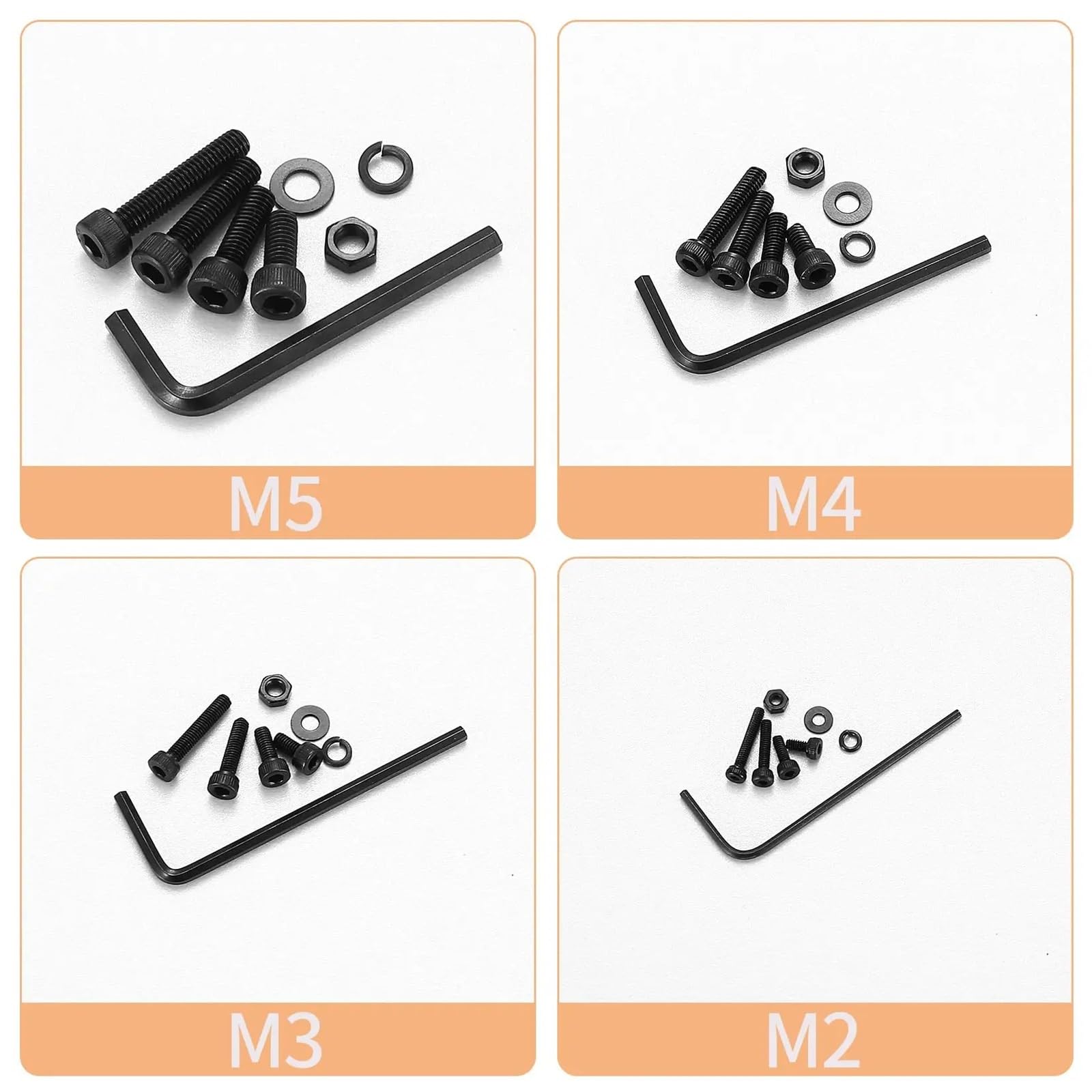 Combinación de tornillos métricos 2020 piezas, combinación pernos y tuercas, mecánicos M2 M3 M4 M5 Juego de Tornillos y Tuercas