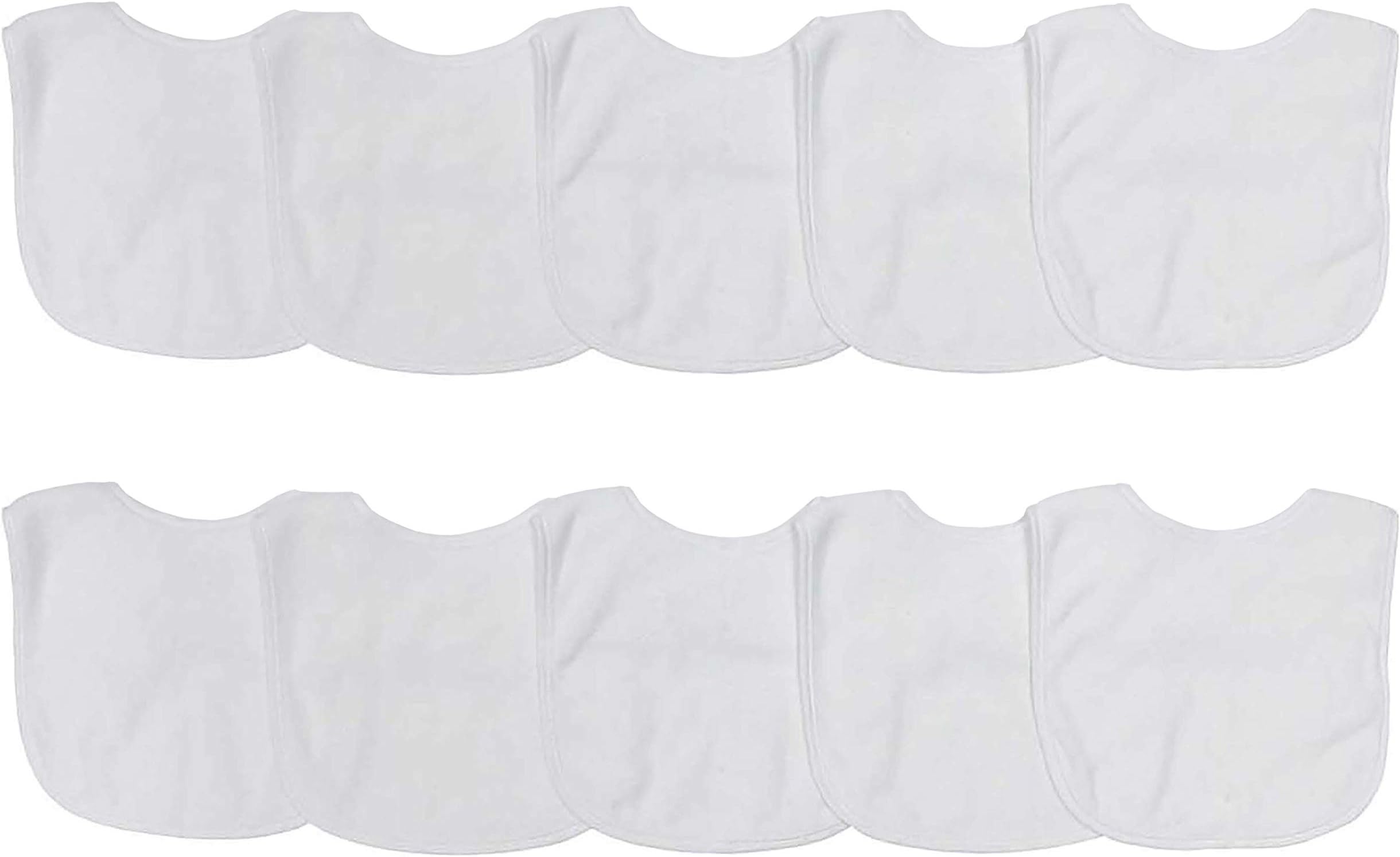 Neat Solutions 2-Ply Knit Terry Solid Color Feeder Bibs in White - 10 Count(Pack of 1)