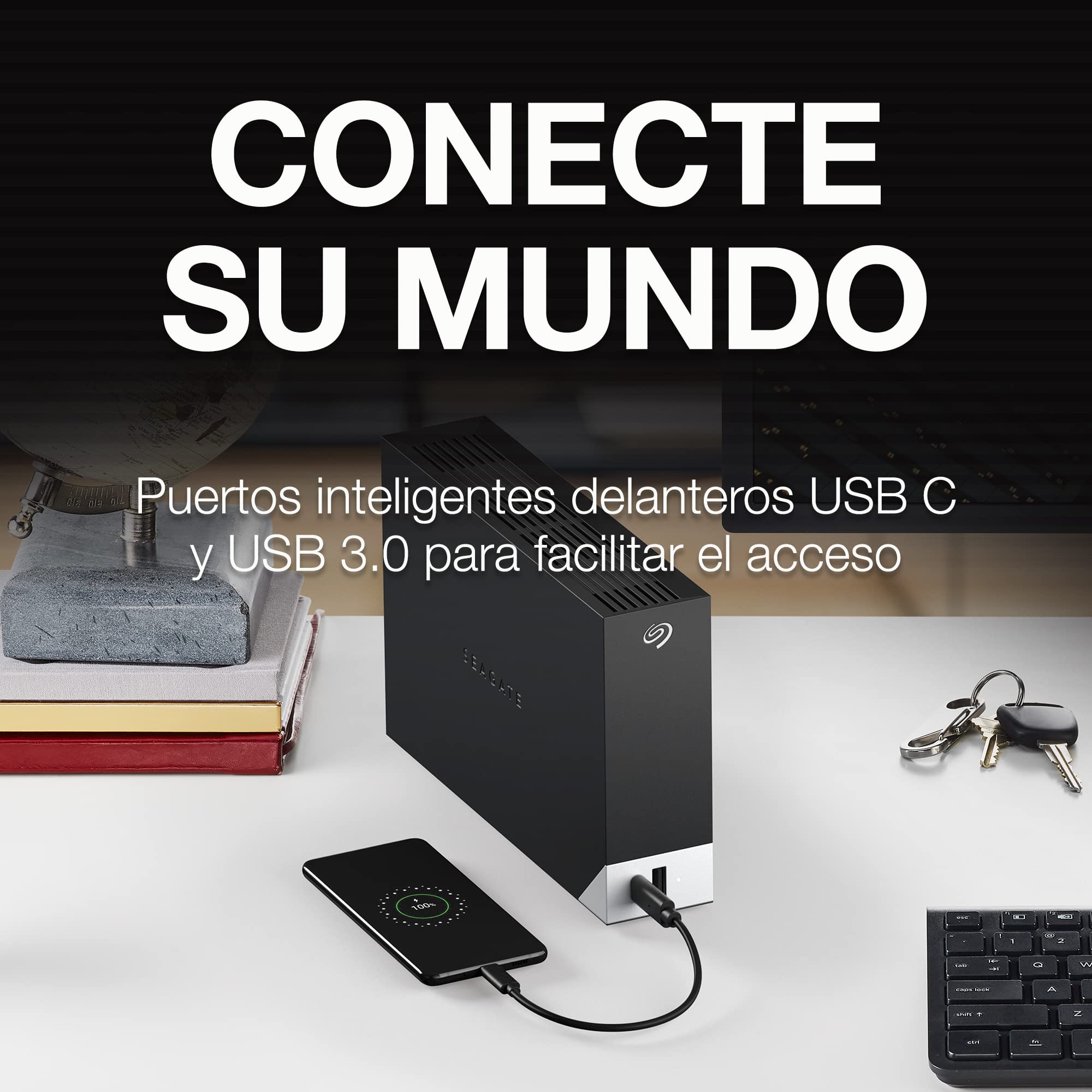 Seagate One Touch Hub 10 TB, Unidad De Disco Duro Externo, USB-C, USB 3.0, para ordenadores de sobremesa, portátiles y Mac, Servicios Rescue (STLC10000400)