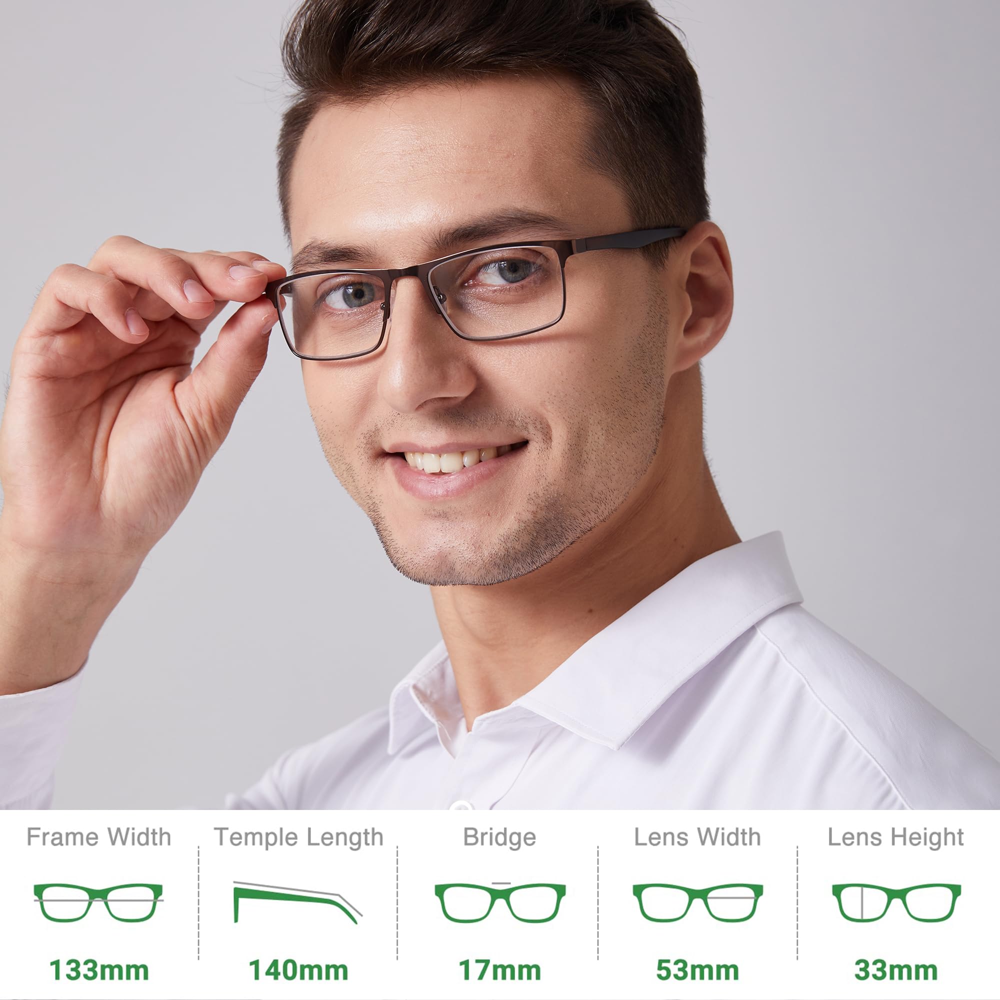 Lesebrille für Herren, 4 Stück, Computerbrille mit Blaulichtblockierung, Vollrahmenleser, Anti-UV/Ermüdung der Augen, Blendung