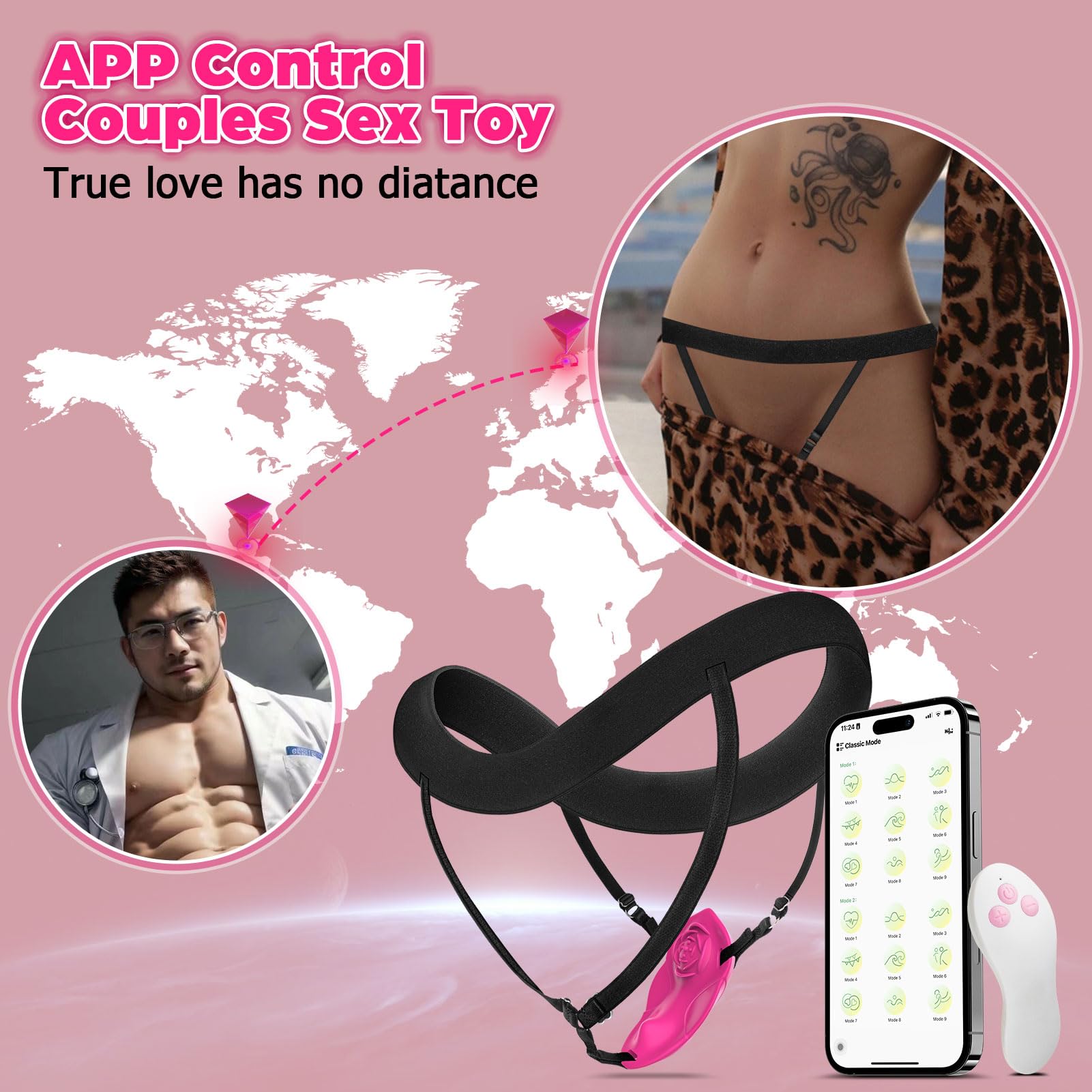 Wearable Vibrator for Women, SMAM Womens Sex Toys Vibrating Panty Thong with 20 Vibrations, APP Remote Control Mini Discreet Clit Vibrators, Female Couples Adult Toys Sex Toy, Adult Sex Toys & Games