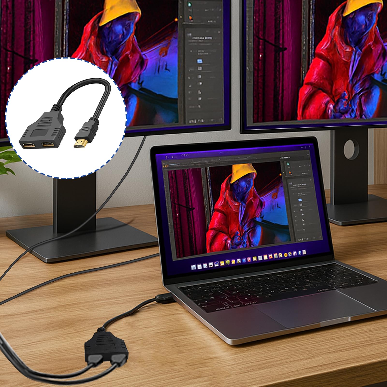 BaZuyunMd Répartiteur HDMI 1 x 2, multiplicateur de signal 4K, 1 entrée 2 sorties, compatible HDCP 1.4, pour téléviseurs LED, écrans LCD et projecteurs - 4