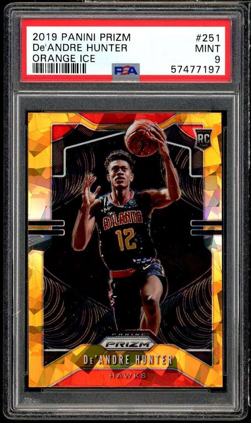 De'Andre Hunter Rookie Card 2019-20 Panini Prizm Orange Ice #251 PSA 9 - Basketball Slabbed Rookie Cards