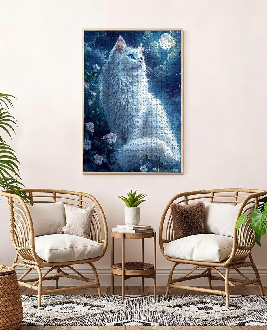 Puzzle 5000 Teile, WeißE Katze Puzzle Erwachsene 5000, Klassische Puzzles, Geschicklichkeitsspiel, Puzzlespiele für Die Ganze Familie, Mit Schöner Verpackung, Dekoration Puzzles und Geschenke BXHZW350