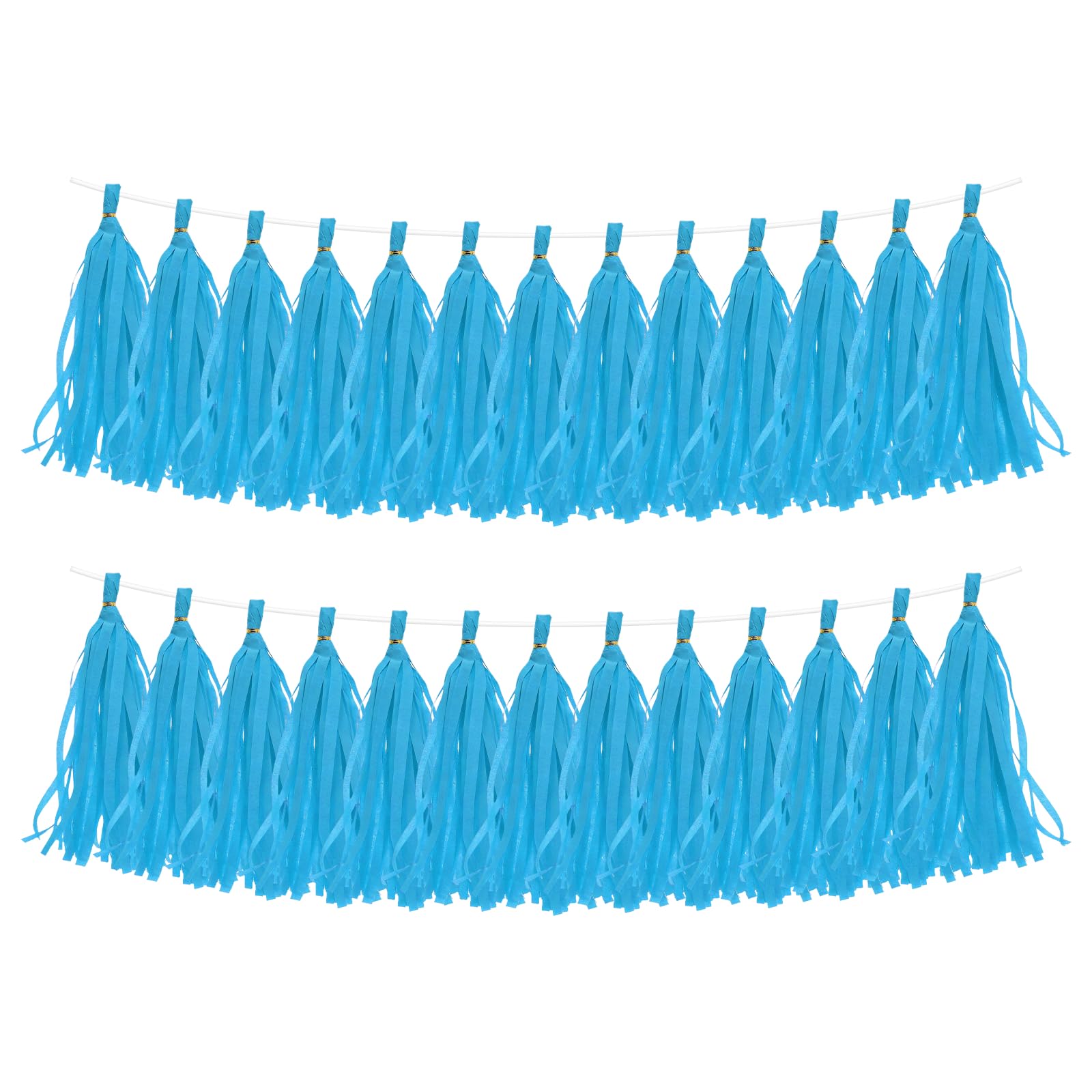 sourcing map 30Pcs Paper Tassels Garland, Tassel Garland Banner with Rope and Tie Wire for Party Decorations Wedding Decorations Football Party Engagement Decor DIY, Light Blue