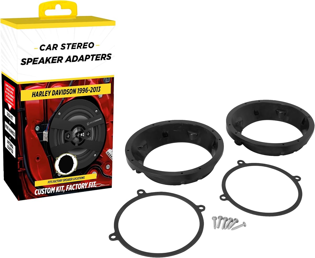 SAHD675B Adaptadores de altavoces compatibles con modelos Harley-Davidson 1996-2013 con altavoces de carenado de fábrica de 6,5' - Adaptador para altavoces de coche de 6 1/2' a 6 3/4' - Se venden en pares - No se ajusta a 6X9'