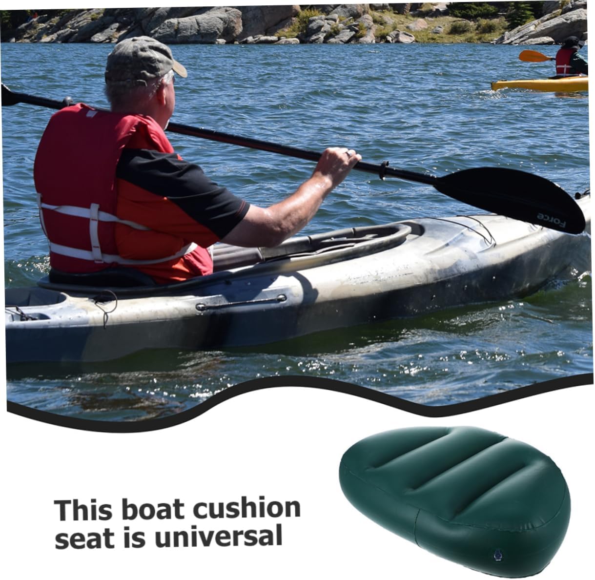 KICHOUSE Thick PVC Inflatable Boat Seat Cushion Backrest Portable Foldable Kayak Cushion for Fishing and Outdoor Use Breathable High Resilience Pad
