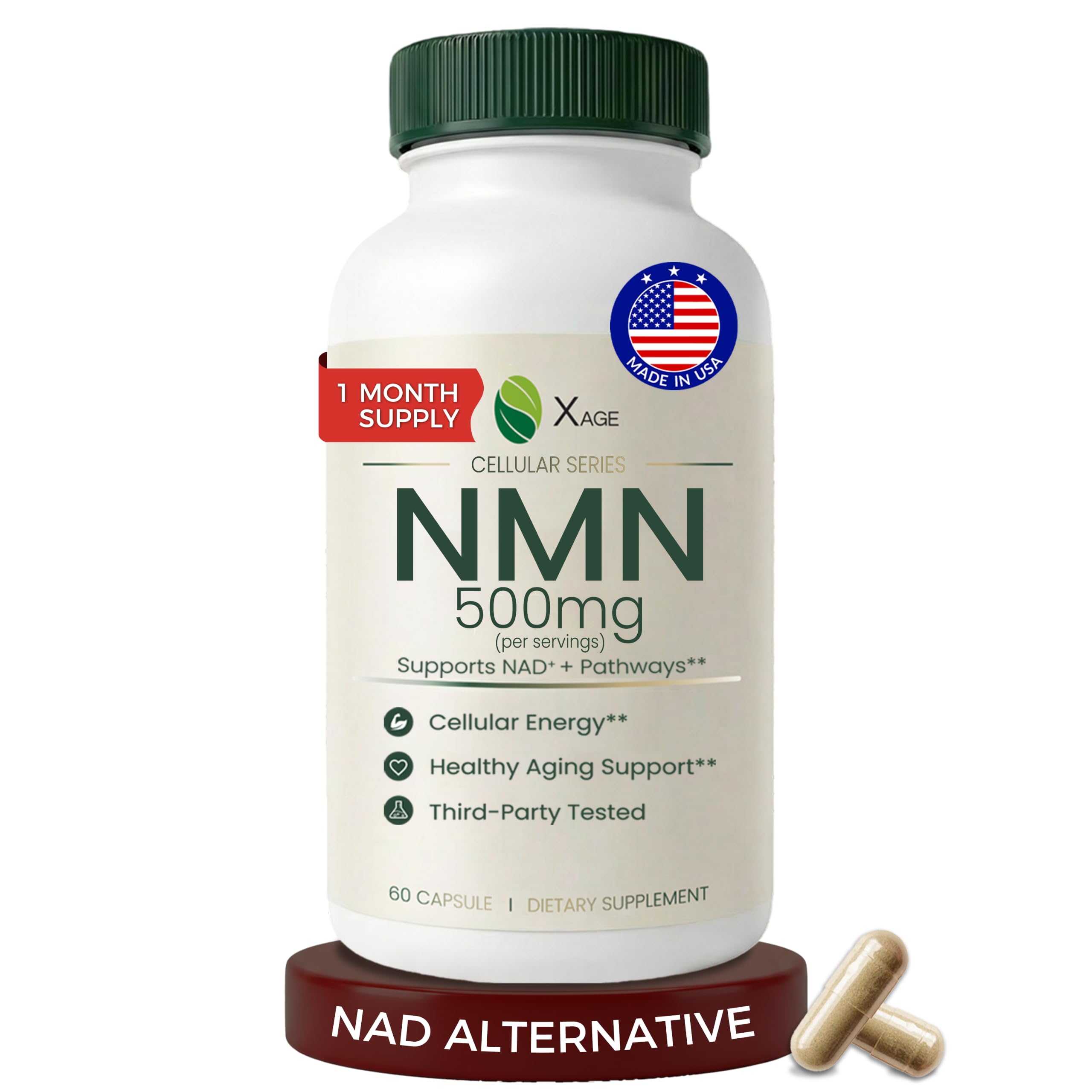 XAGE NMN Supplement NAD+ Booster Plus Resveratrol & TMG Quercetin EGCG