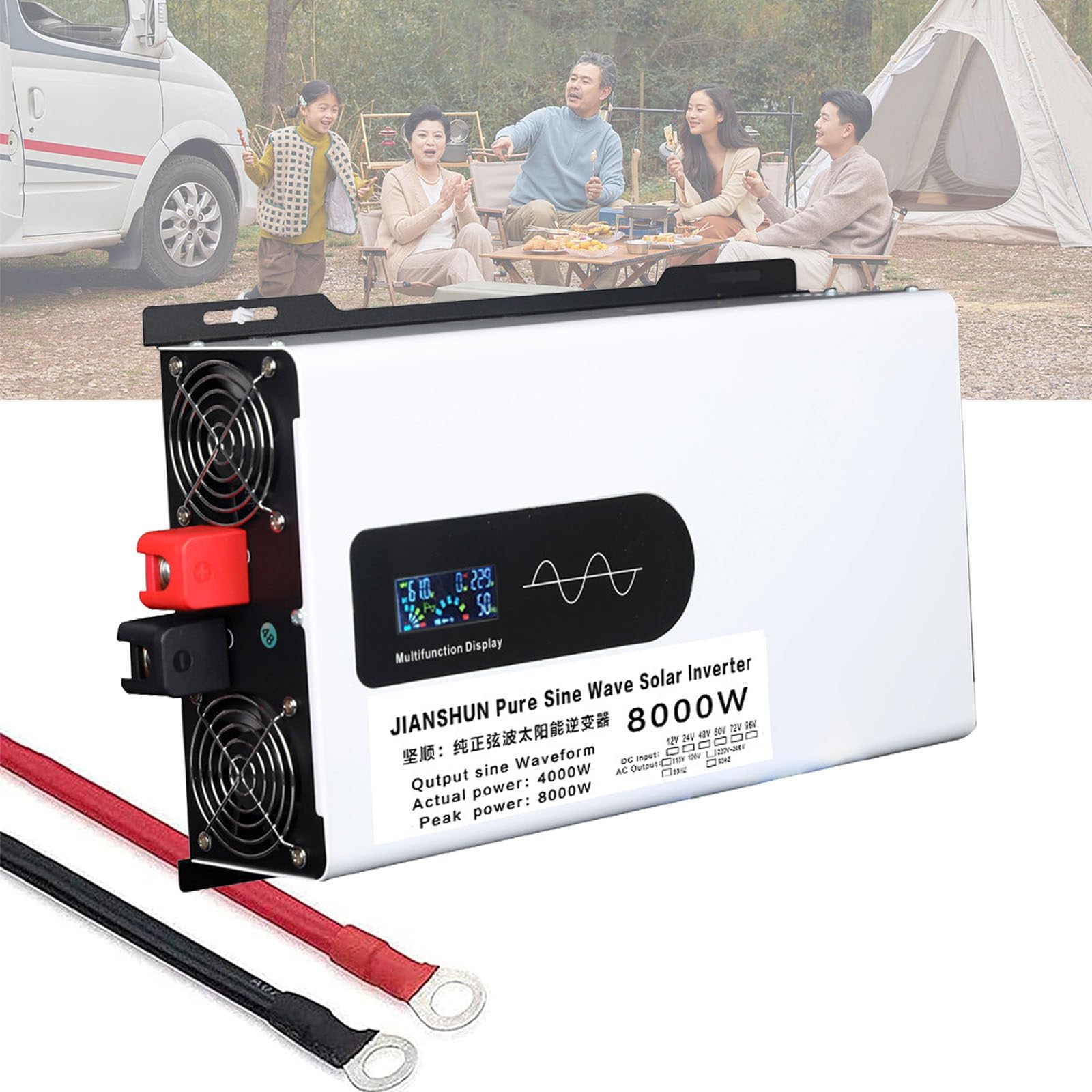 Power Inverter Pure Sine Wave Inverter 5000W 6000W 8000W 10000W 12000W Pure Sine Wave Inverter DC 12V 24V 48V 60V to AC 110V/220V Power Converter Adaptor Home Solar Inverter Power Bank,8000W-48V