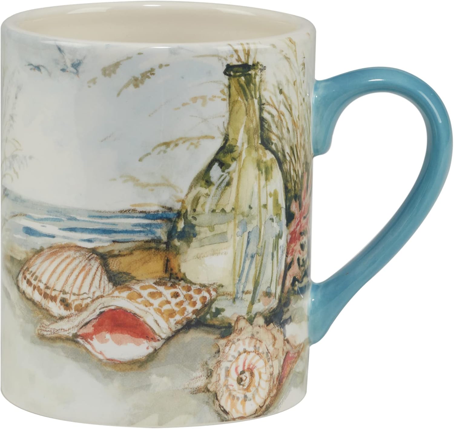 Set of 4 Blue Coastal Ceramic 16oz Mugs