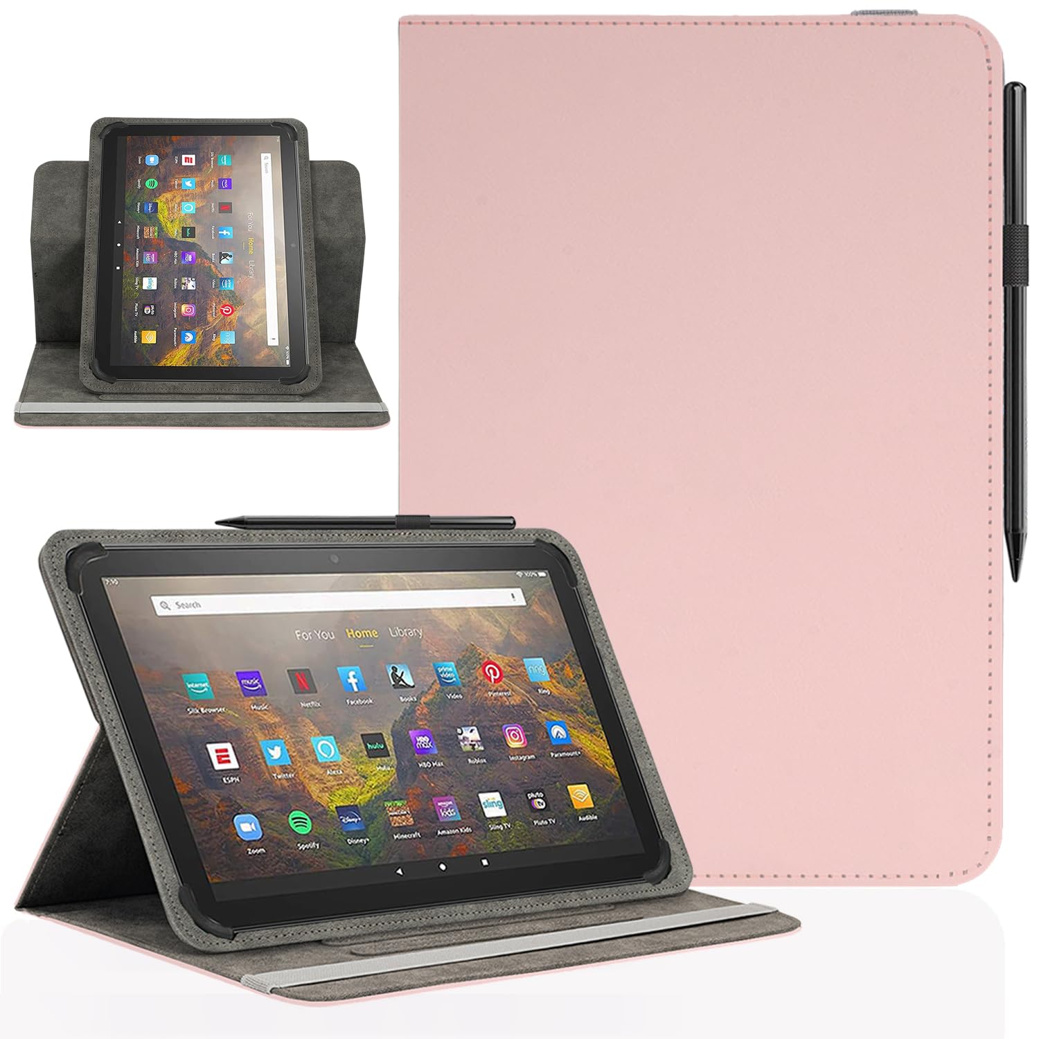 Étui universel pour tablette Android 9 à 10.5 pouces rose clair - 8