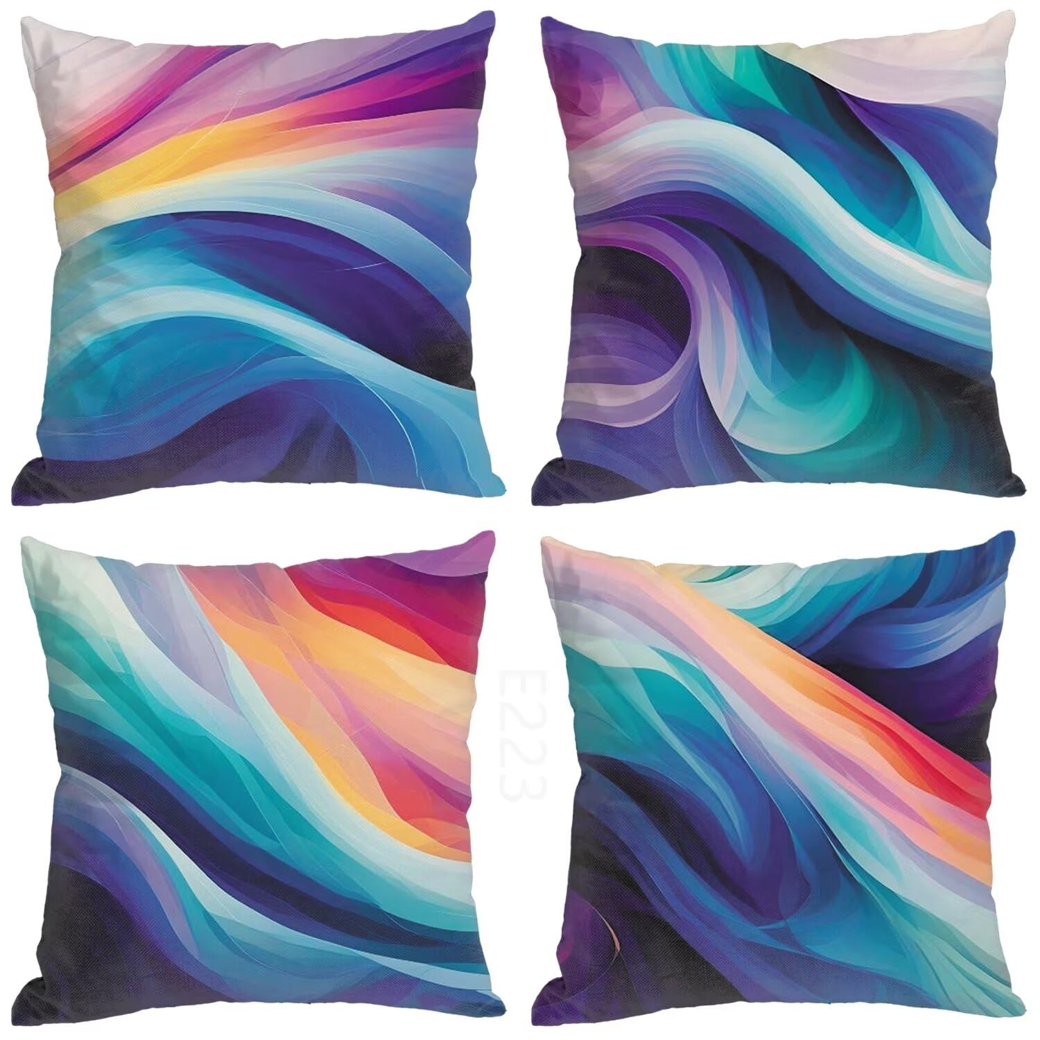 Colorato Federe Cuscini Divano 70x70cm,4 Pack Astratto Estate Esterno Cuscini per Divano,Doppio Lato Quadrato Morbido Cuscini Divano,per Divano Soggiorno Sedia Autunno Dekoration Cuscino,Regali LY-223