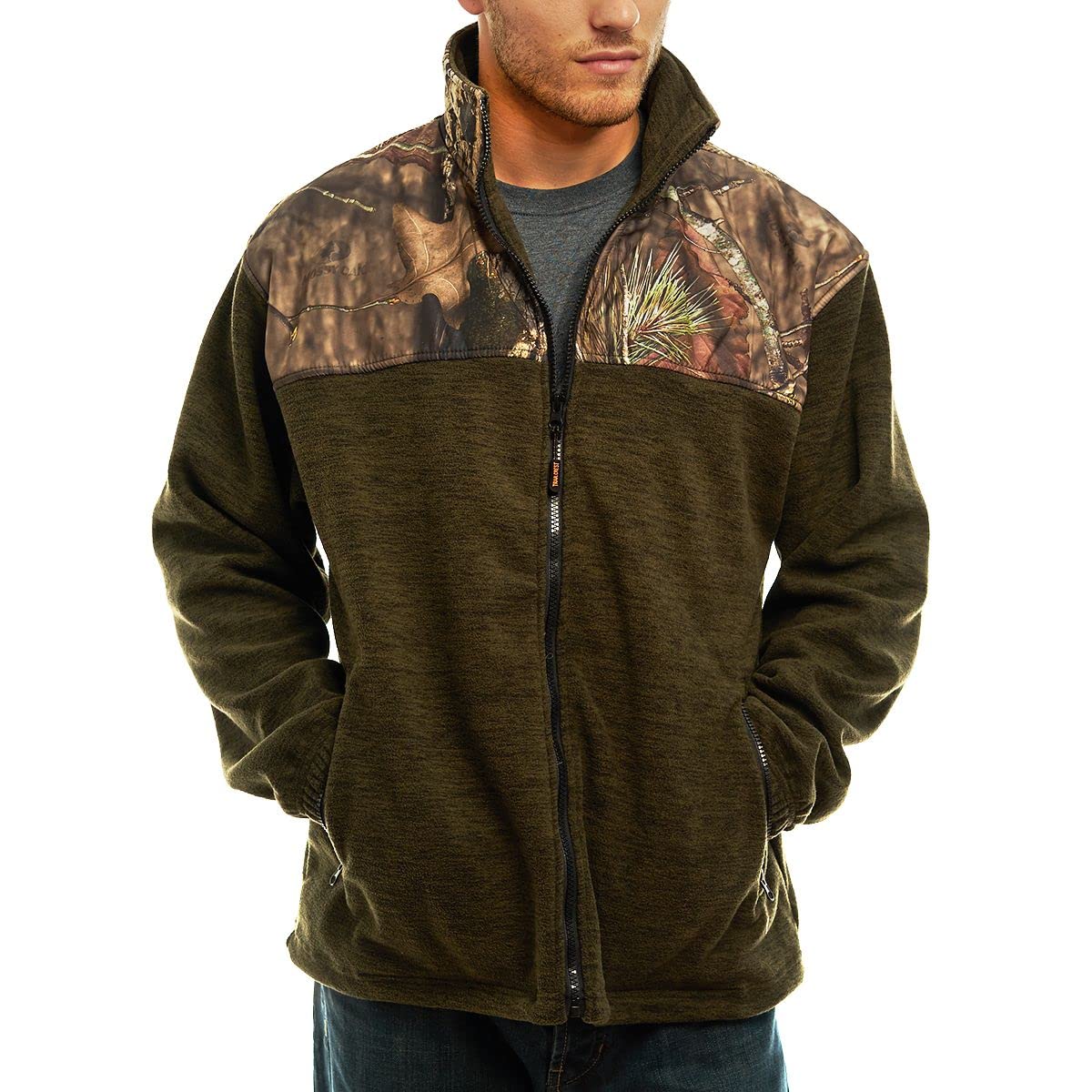 TrailCrest Men's C-Max Full Zip Polar Fleece Jacket, Mossy Oak Camo Patterns