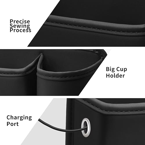 Miniatura 7 de Portavasos de cuero para automóvil, 2 piezas, relleno de huecos para asiento de automóvil con portavasos para tazas, gafas, tarjeta y llave