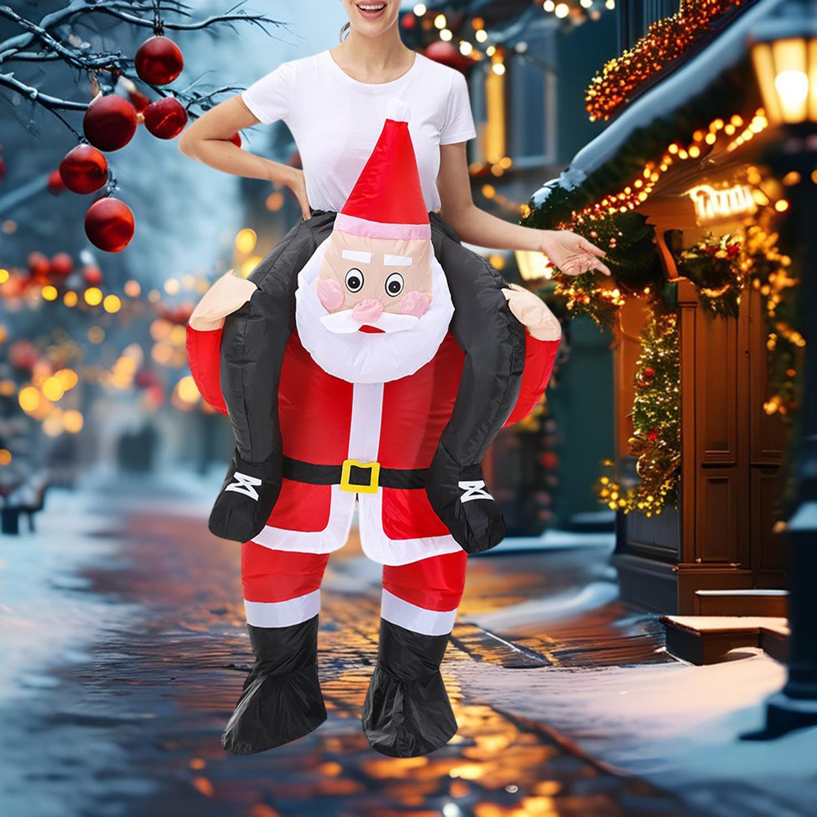 Costume de Père Noël Gonflable, Déguisement Amusant et Portable pour Les Fêtes, et Le Cosplay.