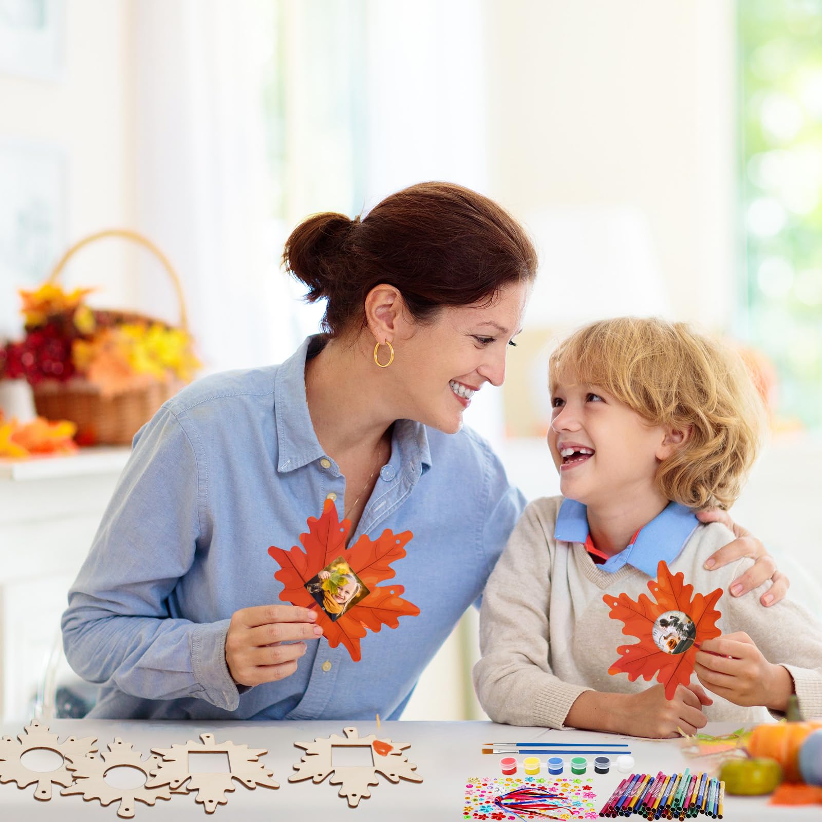 9 Pièces DIY Carillons Feuille D'Érable En Bois - Kit Créatif Enfant Automne, Peinture Et Décoration, Activité Manuelle Avec Tubes Et Pinceaux