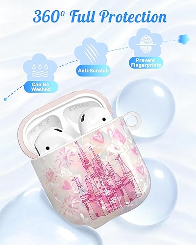 Miniatura 4 de Coralogo Funda para AirPods 21 con llavero de perlas, diseño de concha con purpurina para niñas, bonita y elegante funda Kawaii para Apple para
