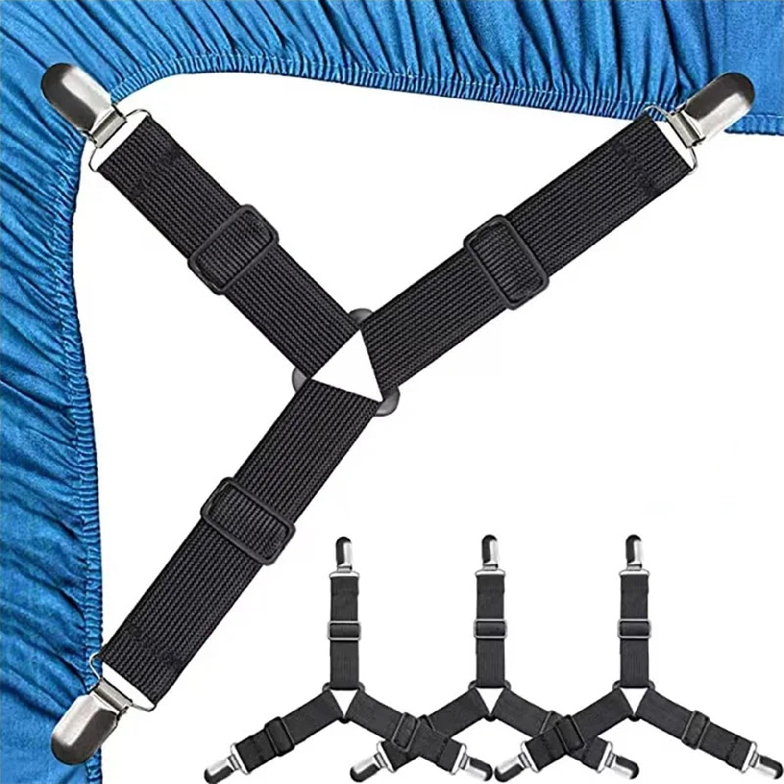Gbrcen Mattress Straps 12PCS Universal Bed Sheet Holder Adjustable Elastic Fastener Straps Non-Slip Sofa Cover Clips Crisscross Gripper For Mattress Covers for Bedding(Black)