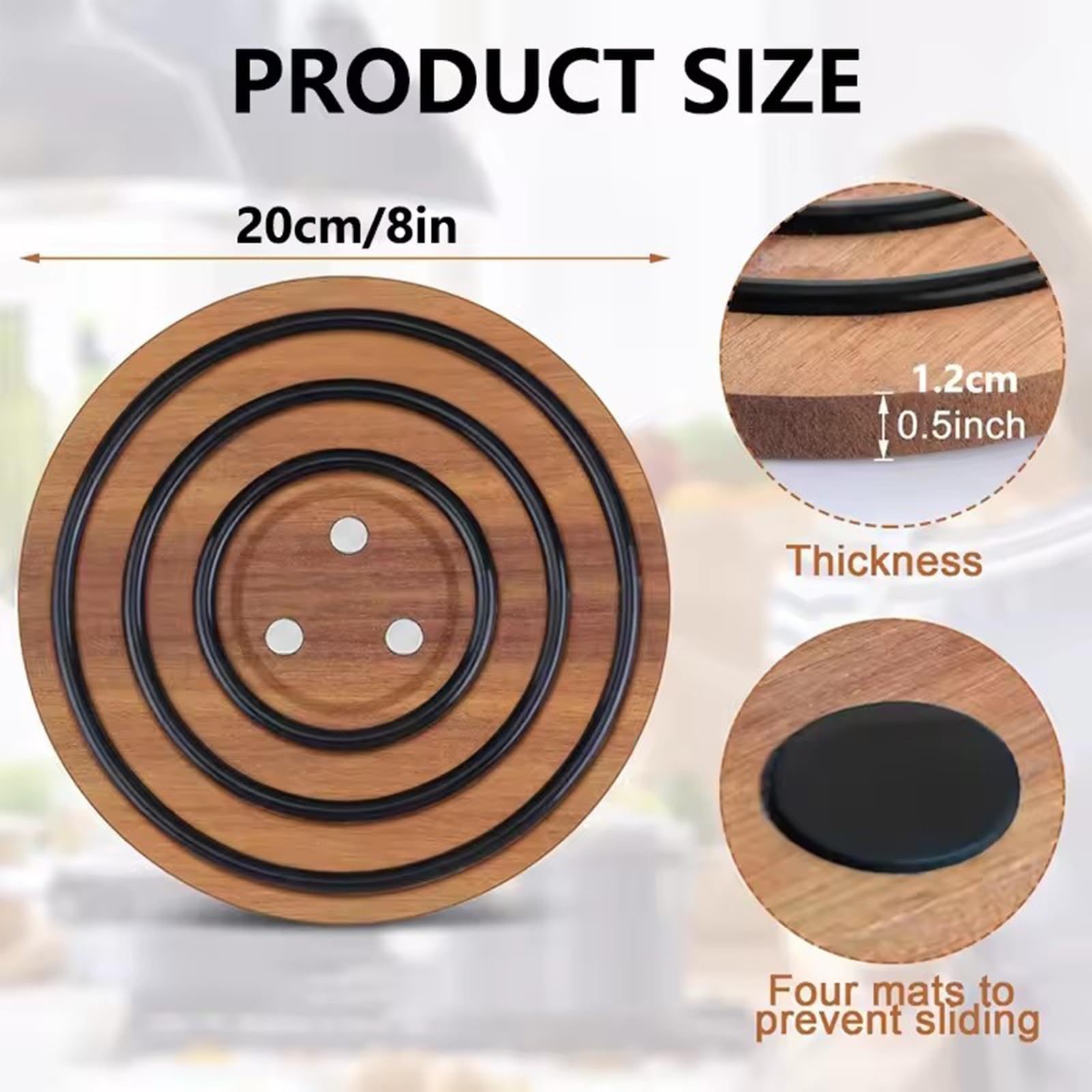 Posavasos Magnéticos De Madera Para Ollas Y Sartenes Calientes, Salvamanteles Magnético, Soporte De Madera Para Ollas Y Sartenes, Protector De Mesa Rústico Resistente Al Calor Para Cocina(2PCS)