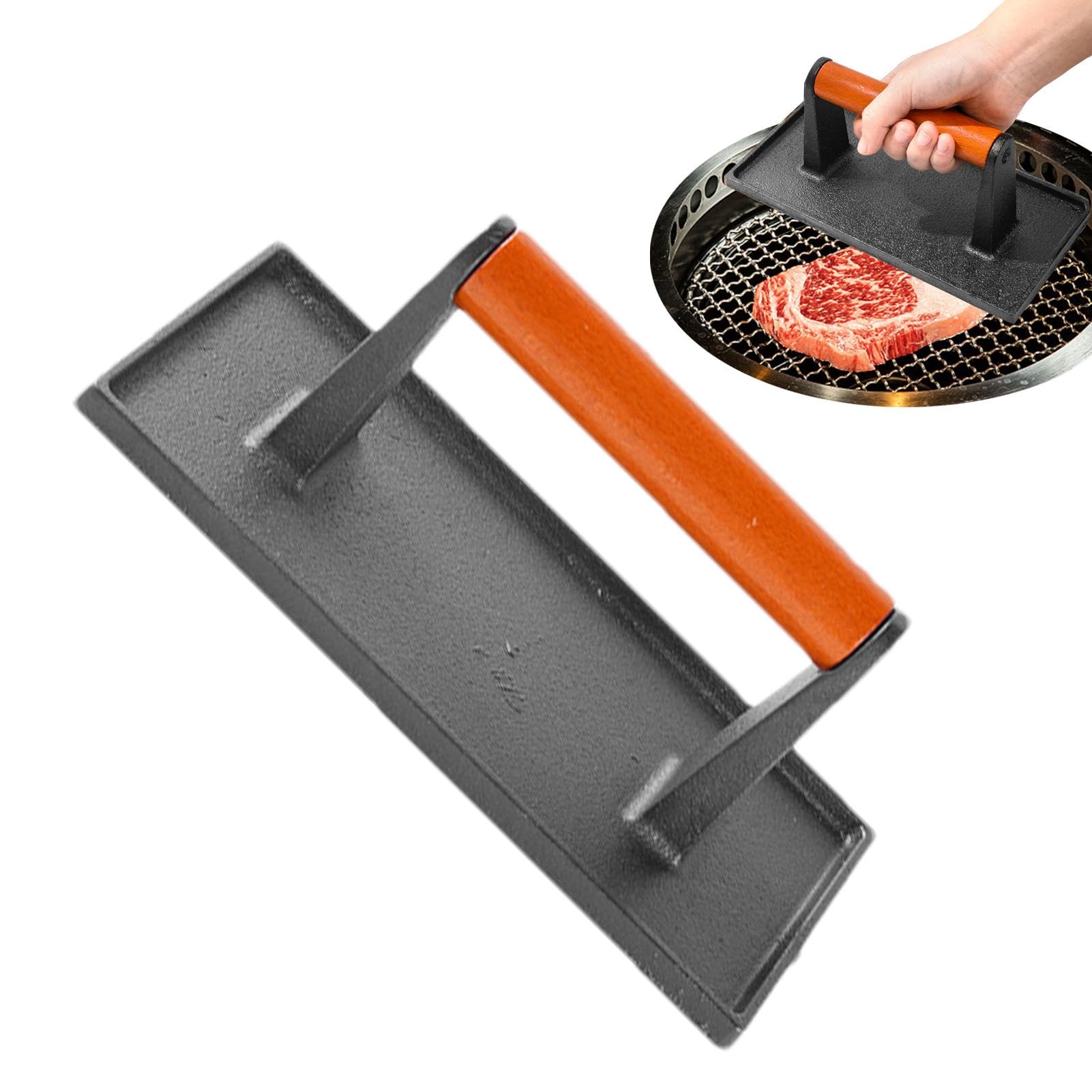 Pressa per Hamburger, schiaccia Hamburger | Pressa Manuale per | schiacciapatate in ghisa per hamburger e bacon,Griglia a piastra piatta per cucinare, spatola per barbecue con impugnatura er