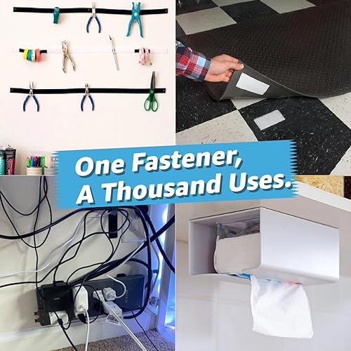 Miniatura 5 de Art3d Rollos de gancho y bucle de 10 pies x 1 pulgada con parte trasera adhesiva, tira adhesiva de doble cara, resistente, color blanco