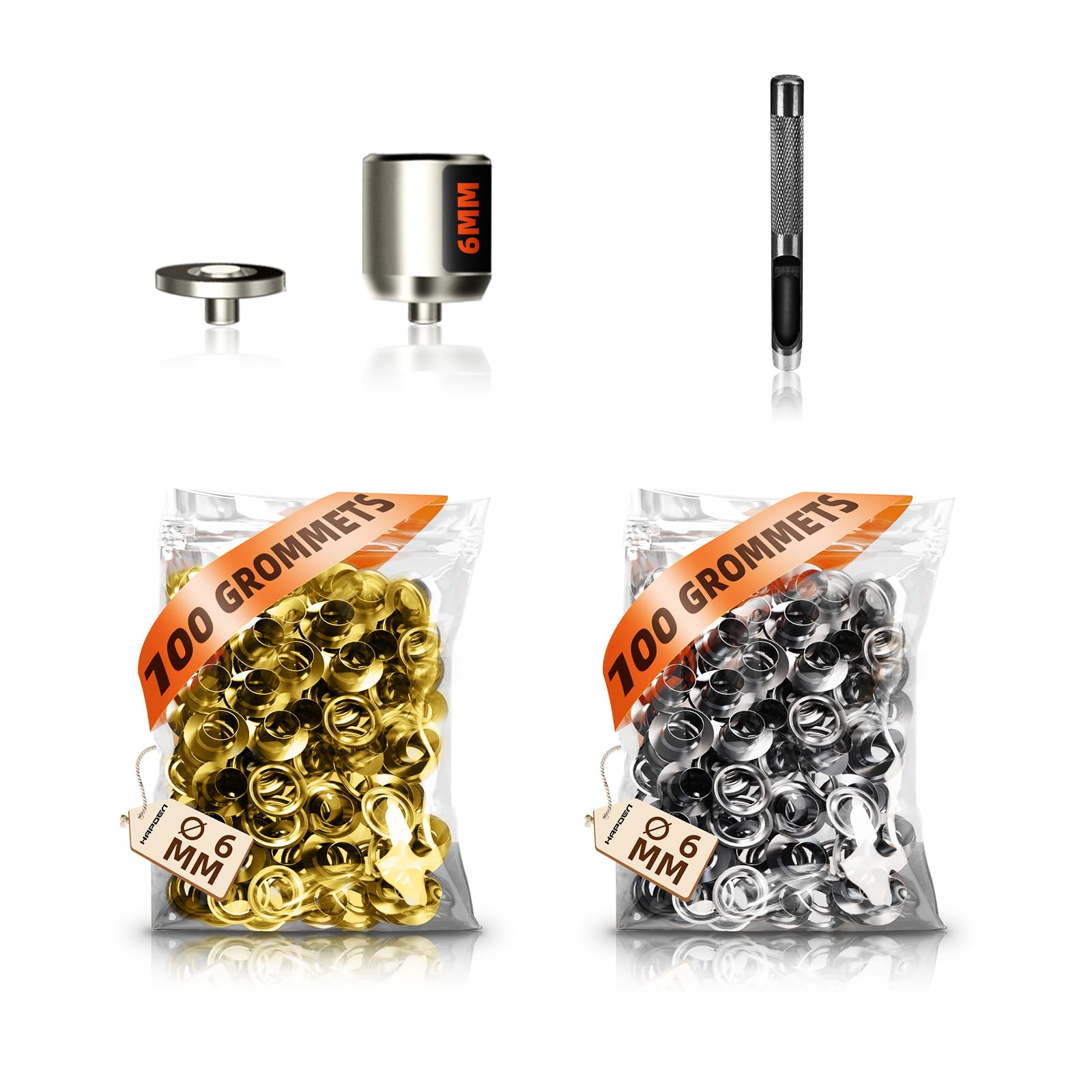 HAPDEN Accessorio pinza per occhielli da 6 mm, più 200 occhielli da 6 mm