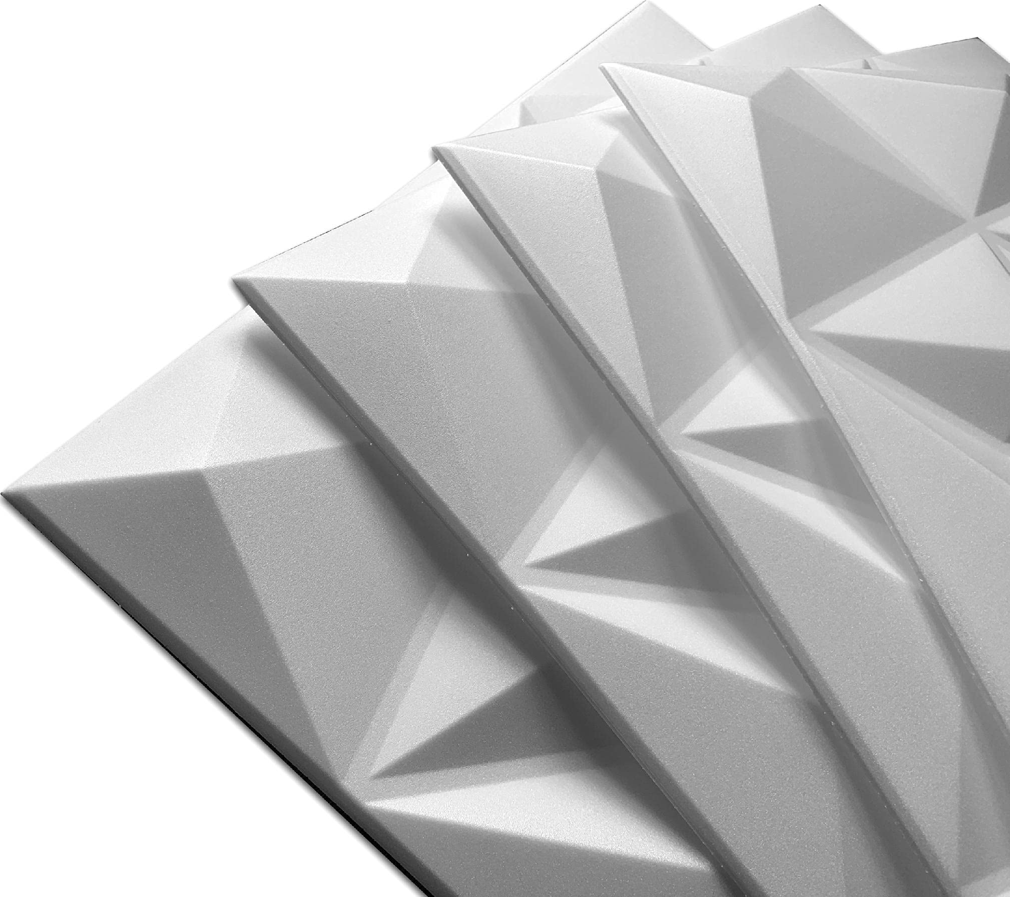 Deccart - Panneaux Muraux 50x50 cm - Panneau mural 3D Décoratif en EPS-Polystyrène - Plaque murale decorative - Décoration murale - Relief texturé - Wall Panel - Deco Mur - Blanc, 5 m², 20 pièces