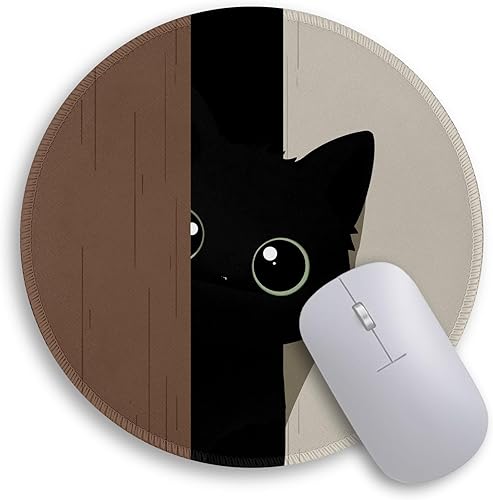 Immaturus Alfombrilla de mouse de gato negro, lindas alfombrillas de mouse pequeñas para escritorio, alfombrilla de mouse redonda de viaje para Immaturus Alfombrilla de mouse de gato negro, lindas alfombrillas de mouse pequeñas para escritorio, alfombrilla de mouse redonda de viaje para