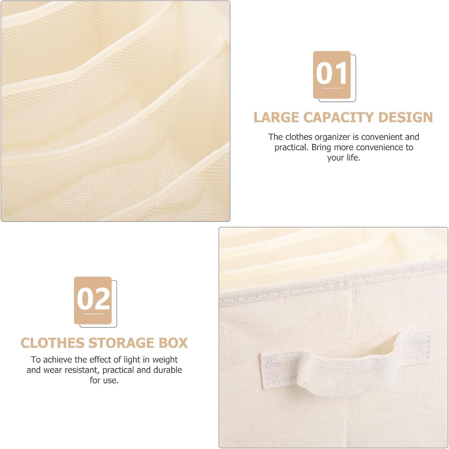 Grid Foldable Clothes Management Box for Drawer Storage