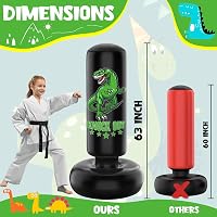 JUOIFIP 160 cm Álló Boxzsák Dinoszaurusz Boxkesztyűvel Gyerekeknek Kickbox Karate Edzéshez 3