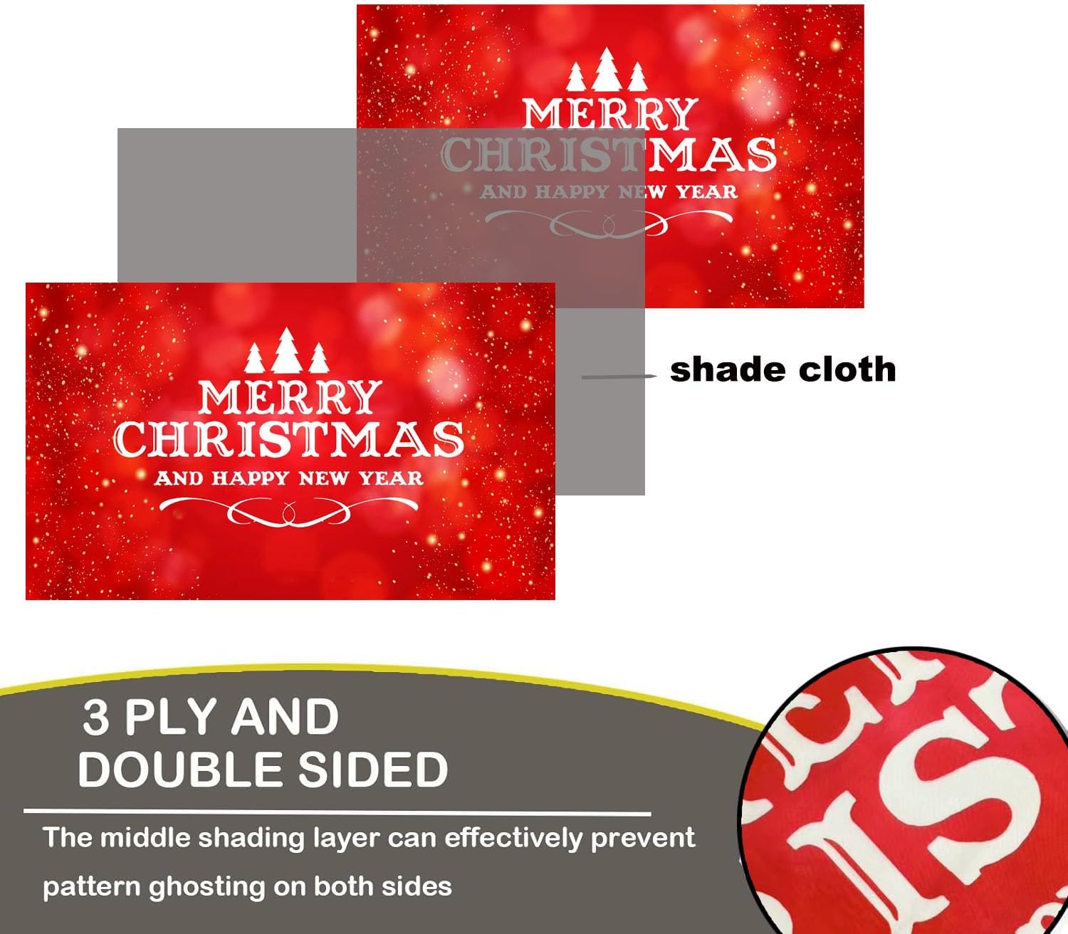 Merry Christmas New Year Flags 3x5 Outdoor Double Sided-Xmas Flag Red 3 Ply with 2 Brass Grommets For Holidays Party Outdoor Outside - Image 2