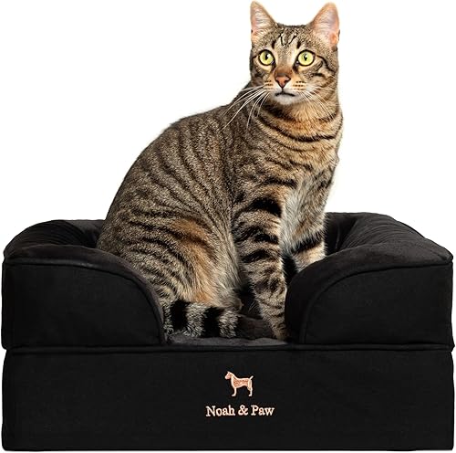 Miniatura 11 de NOAH & PAW Cama grande para perro, 35 x 25 x 11 pulgadas, camas ortopédicas para perros, espuma viscoelástica con cáscara de huevo con gel Negro
