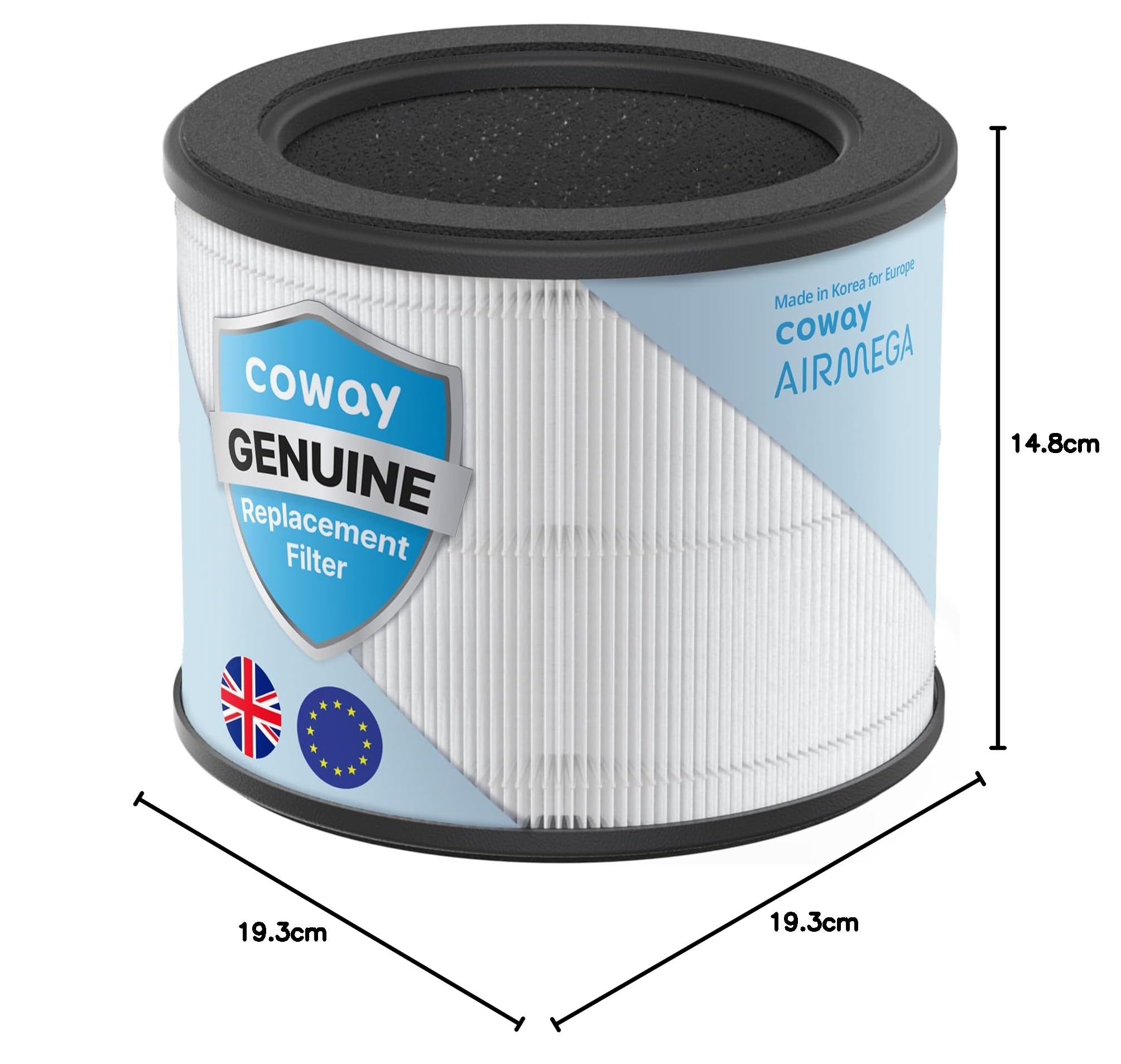 COWAY Oryginalny filtr wymienny do Airmega 100, filtr wstępny 3 w 1, True HEPA, filtr dezodoryzujący, długotrwały filtr do 12 miesięcy, biały