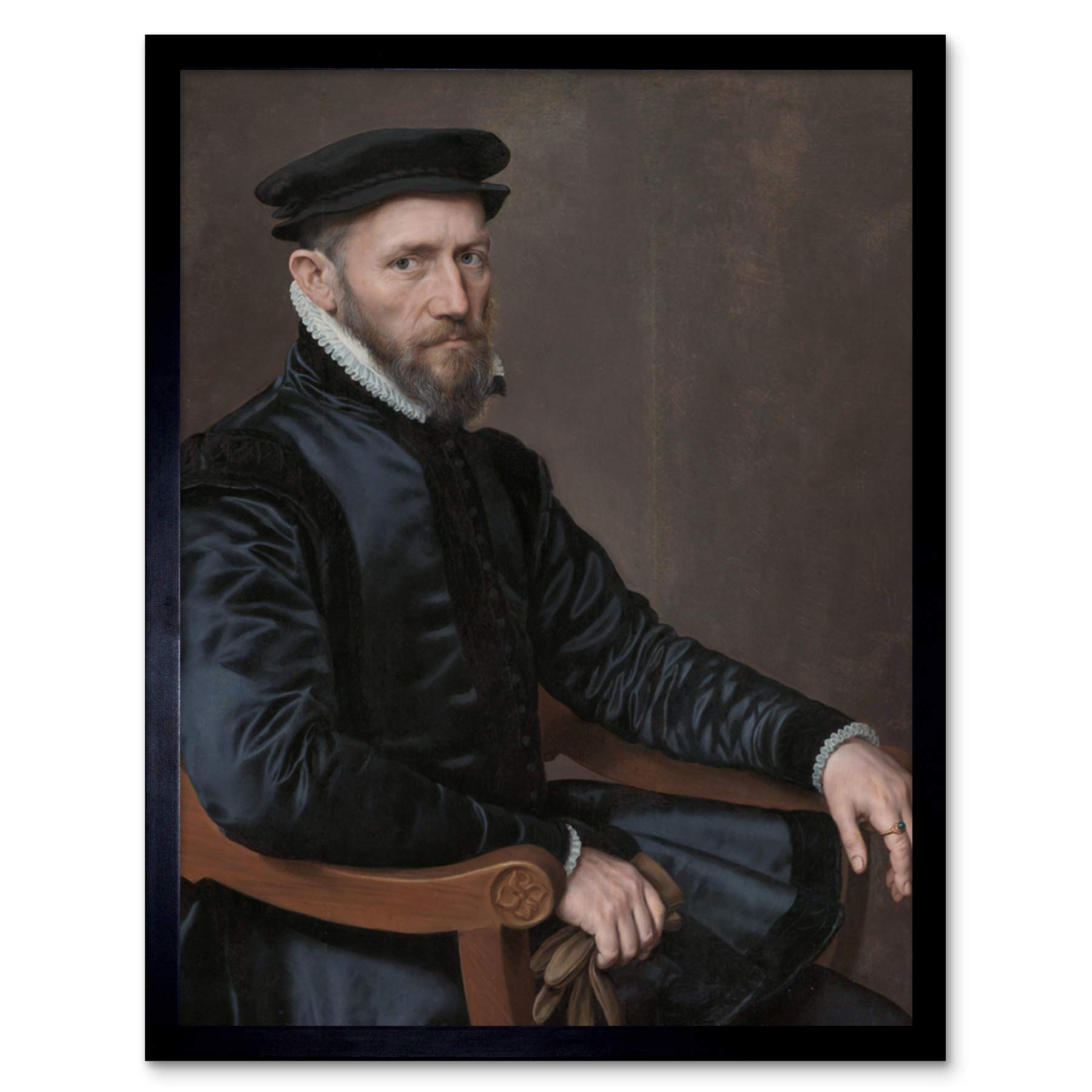 Artery8 Anthonis Mor Portraits Sir Thomas Gresham Painting Art Print Framed Poster Wall Decor 12x16 inch