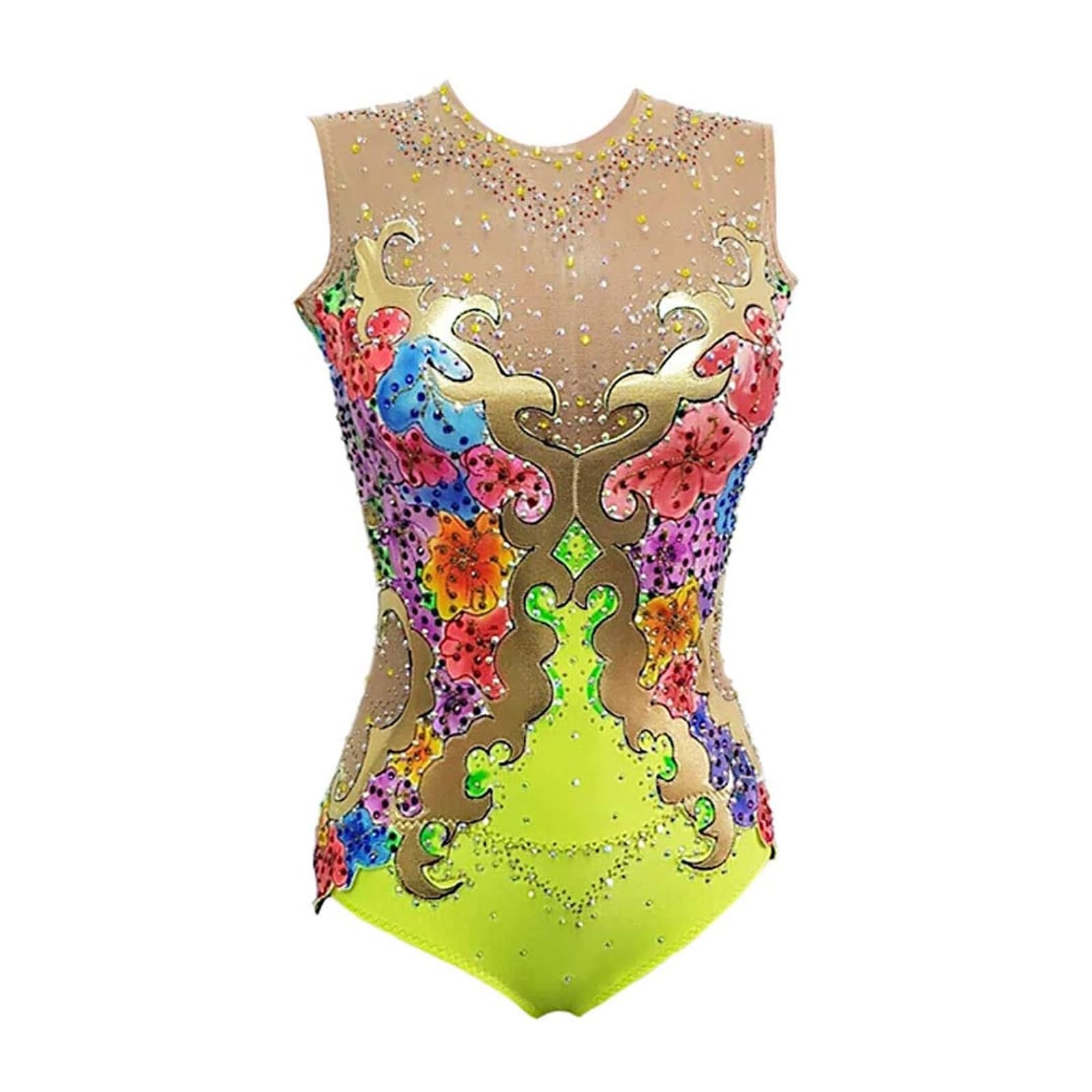 Trykoty Do Gimnastyki Artystycznej Dla Dziewcząt Z Nadrukiem Flash Diamond Tank Leotards Bez Rękawów Dancewear