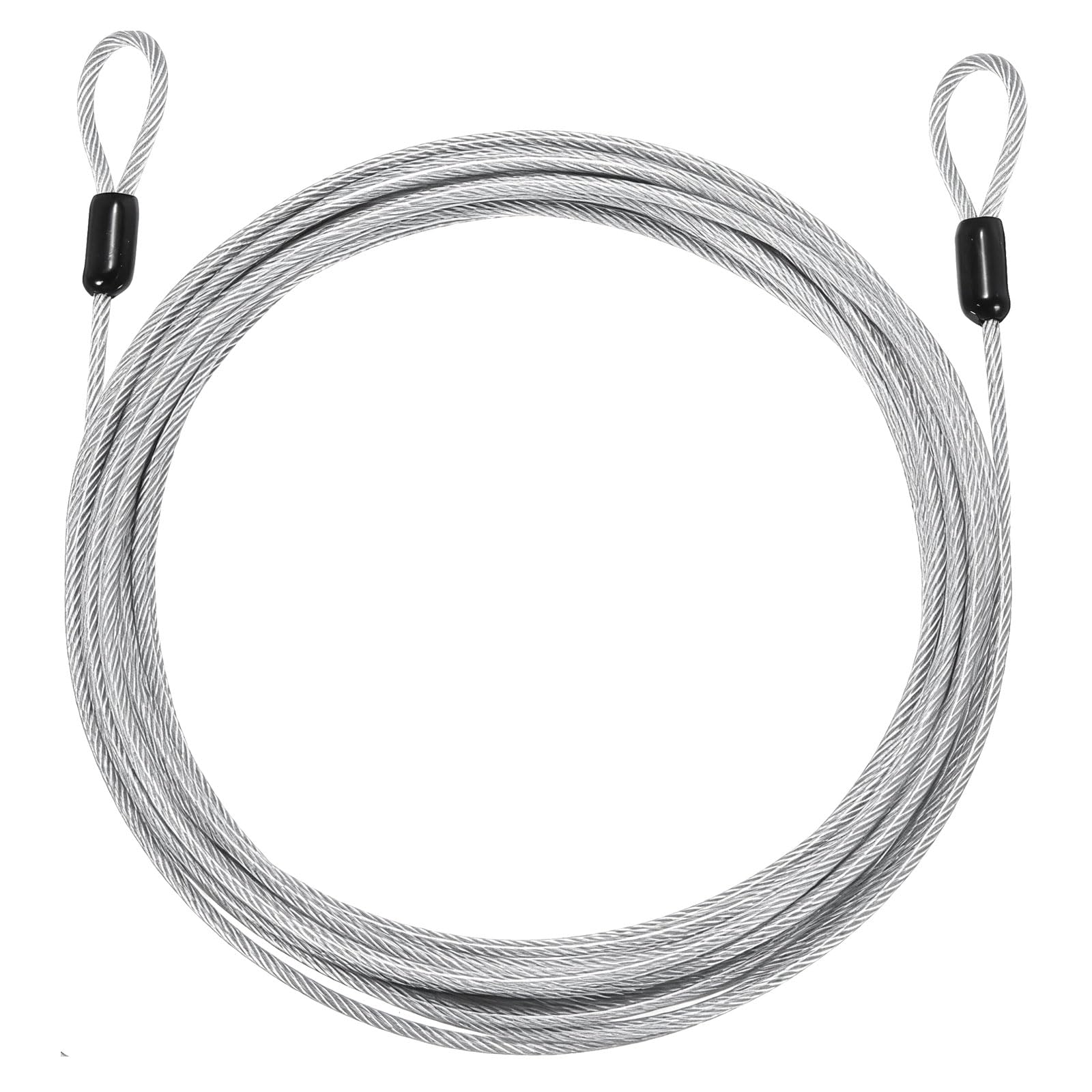 PATIKIL Security Cable Lock (3mm Dia 9m 50kg Load Capacity, Silver) Vinyl Coated Stainless Steel Double Loops Flexible Wire Rope Safety Cable Luggage Lock Suit for - Outdoor
