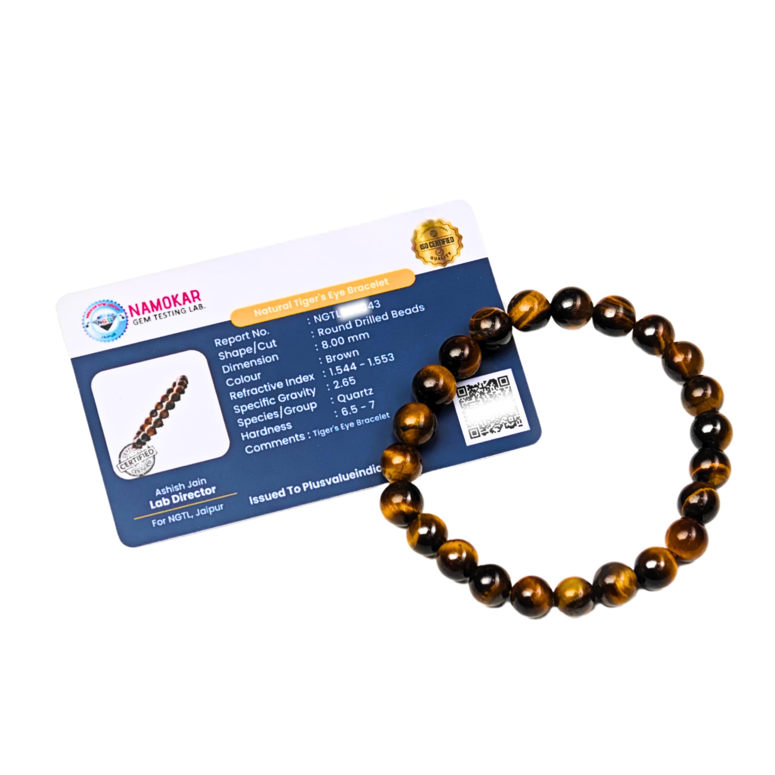 Natural Tiger Eye Bracelet | 8mm Healing Crystal | Stretchable Unisex Bracelet for Men & Women | Protection & Courage | Lab Certified Gemstone