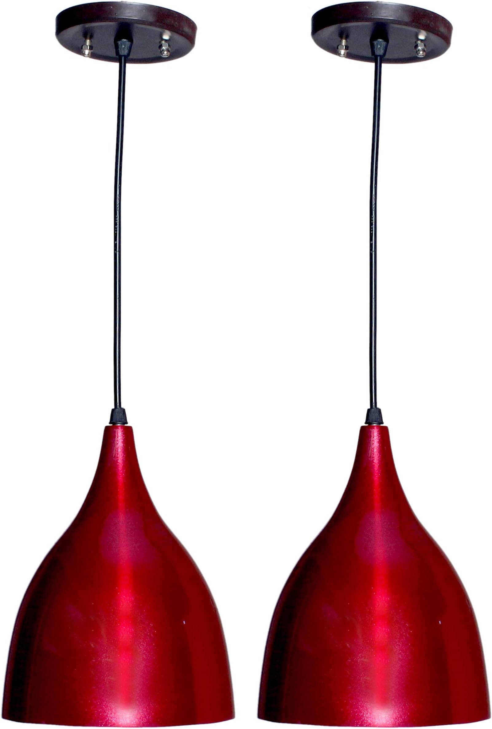 GENREE Chonch Shaped Unique and Decorative Hanging Light Pendant Light for Ceiling to decor Your Home Bar Restaurant etc (Pack of 2) (Mahroon)