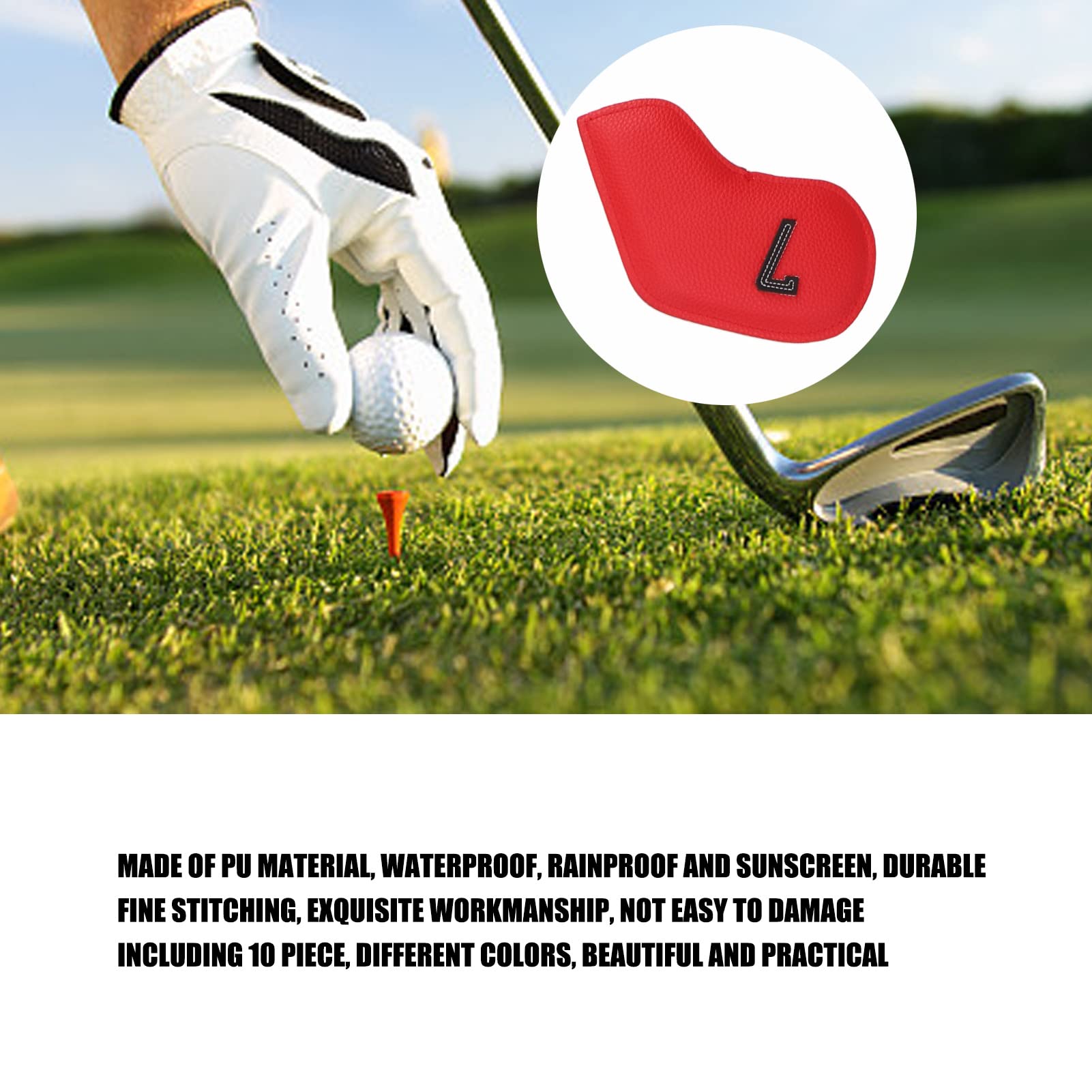 Golfs Iron Head Cover, 10PCS PU Numerical Golfs Iron Headcover for Outdoor Sports