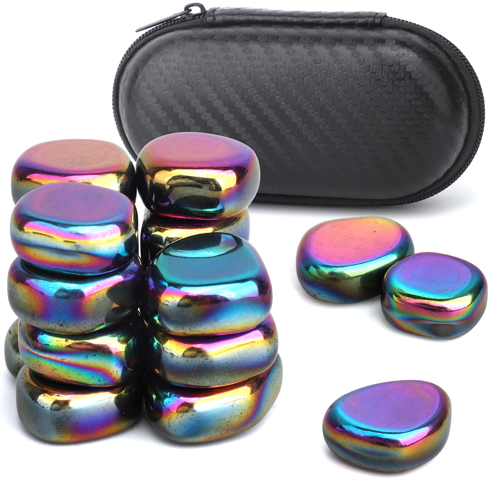 Dilabnda Pack of 18 Rainbow Magnetic Stones for Educators, Professionals, Commerce, Science, Hand Exercises, Magnetic Stones, Gift for Adults, Magnet Crafts for Office Fridges