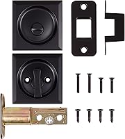 Vista 5 de Stone Harbor Hardware Cerradura de puerta de bolsillo cuadrada contemporánea, función de privacidad, fondo de 2-3/8 pulgadas, negro mate