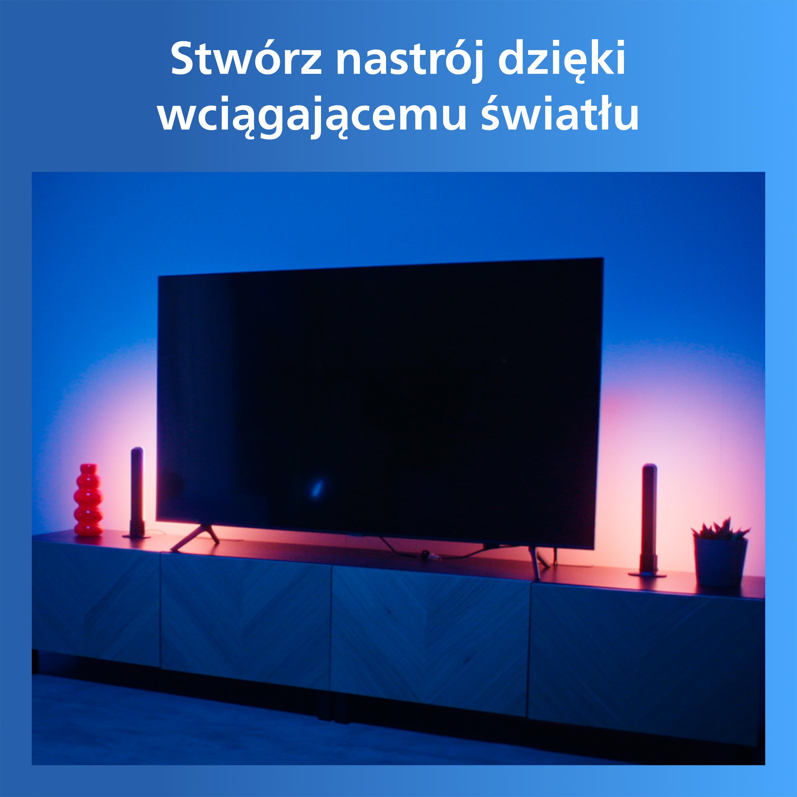 Philips Smart Lighting Gradient, Listwa LED, RGBIC LED, Wielokolorowe Efekty, Synchronizacja z TV i Muzyką, Wciągające Światło, Łatwa Konfiguracja, Connected by WiZ, Alexa, Google Home, Apple Home