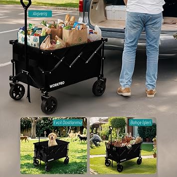 WORKPRO WP285015 80Kg 4 Tekerli Katlanabilir Ağır Hizmet Taşıma Arabası