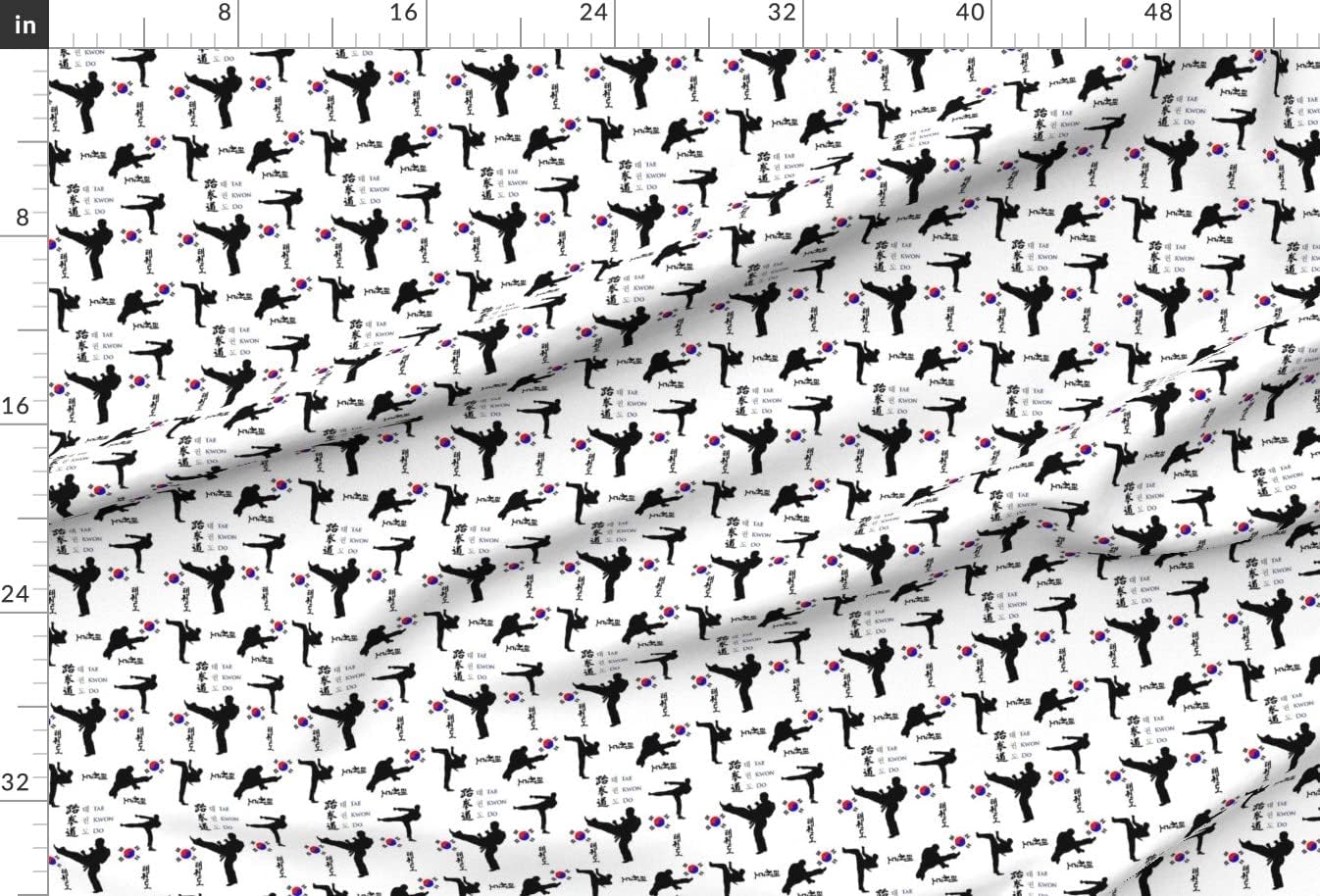 Spoonflower Fabric - Taekwondo Martial Arts Korean Fitness Health Sports Printed on Minky Fabric by The Yard - Sewing Baby Blankets Quilt Backing Plush
