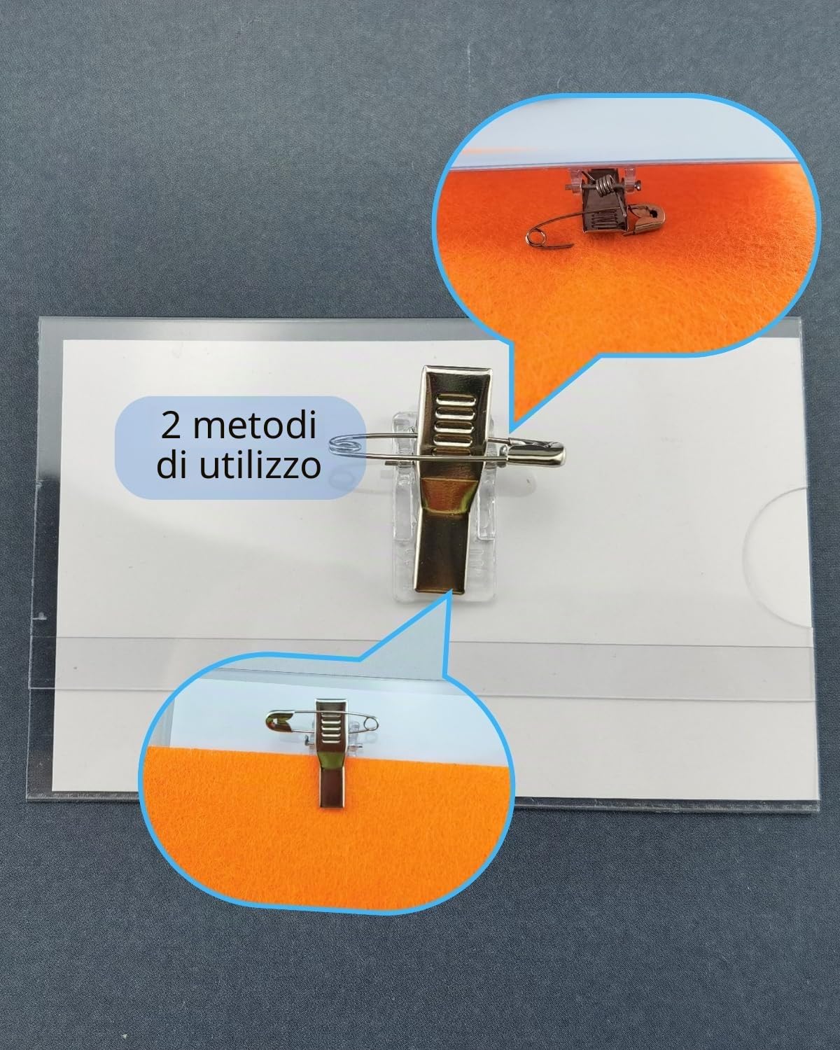 Porta Badge in Plastica Trasparente 90mm x 56mm Clip Orizzontale 24 Pezzi