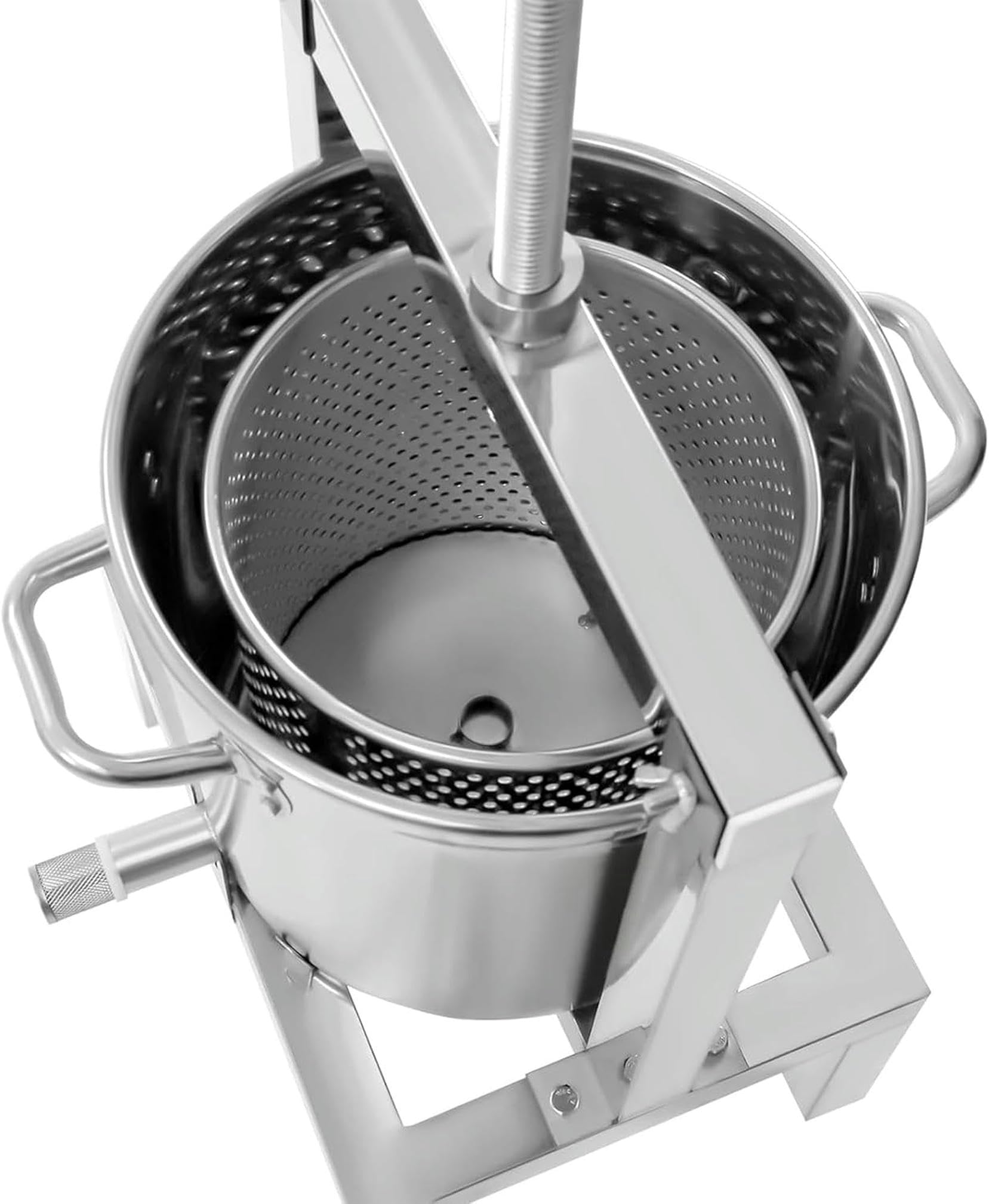 Obst Wein Presser, 10L/2.6Gal Obst Gemüse Honig Presser Saft Maker Mit T-Form Griff, Edelstahl Fass Presse Maschine Cider Trauben Herstellung Presse Extraktor Für Wein Und Saft Herstellung~/