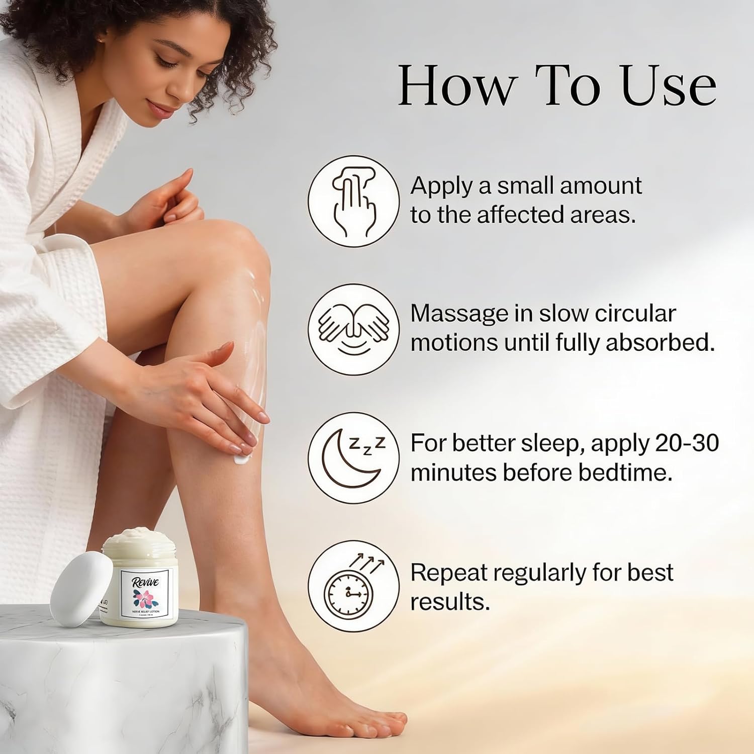 Talina Revive Care Nerve Relief Lotion - Total Relief Magnesium Cream - Soothing Moisturizer for Hands, Feet & Knees with Arnica, Lavender Oil, Aloe Vera & Chamomile - Natural Botanical Formula (1pc)