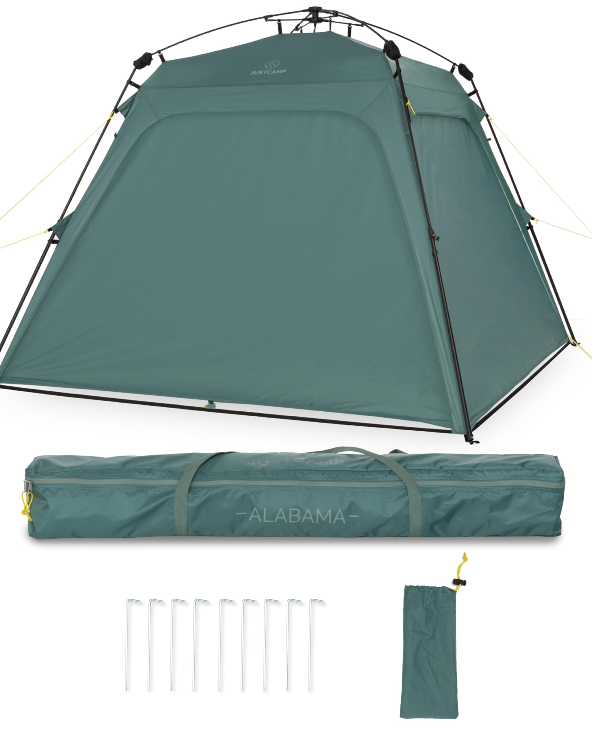 JUSTCAMP wasserdichter Schnellaufbau Pavillon mit 4 Seitenwänden 2,5 x 2,5 m - robuster Outdoor Pavillon faltbar mit UV-Schutz 80+ für Garten, Camping, Festival & Strand - leichtes Pop Up Zelt